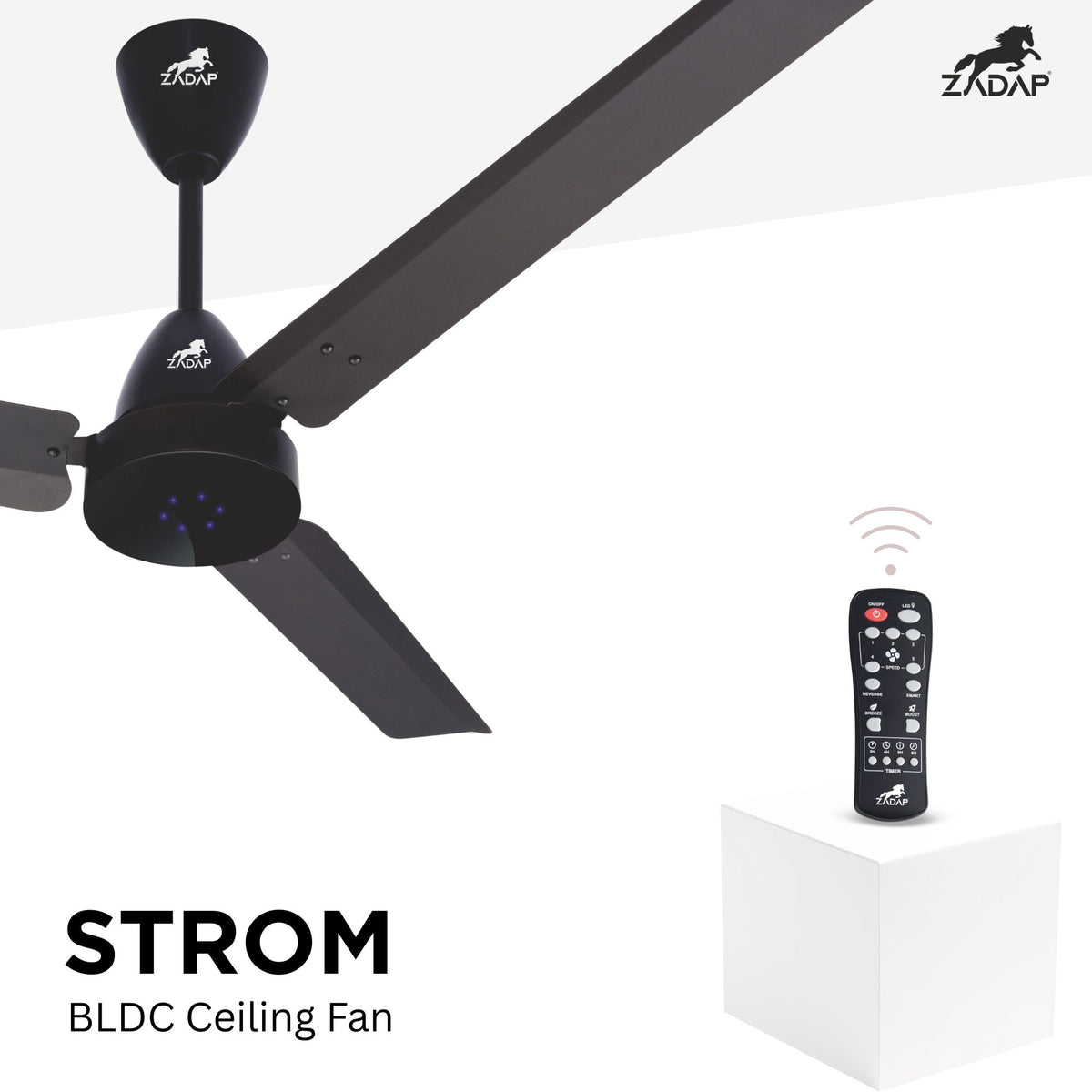 Zadap Strom BLDC Ceiling Fan with LED Lights | 28W Energy Saving | IR Remote | 900mm & 1200mm