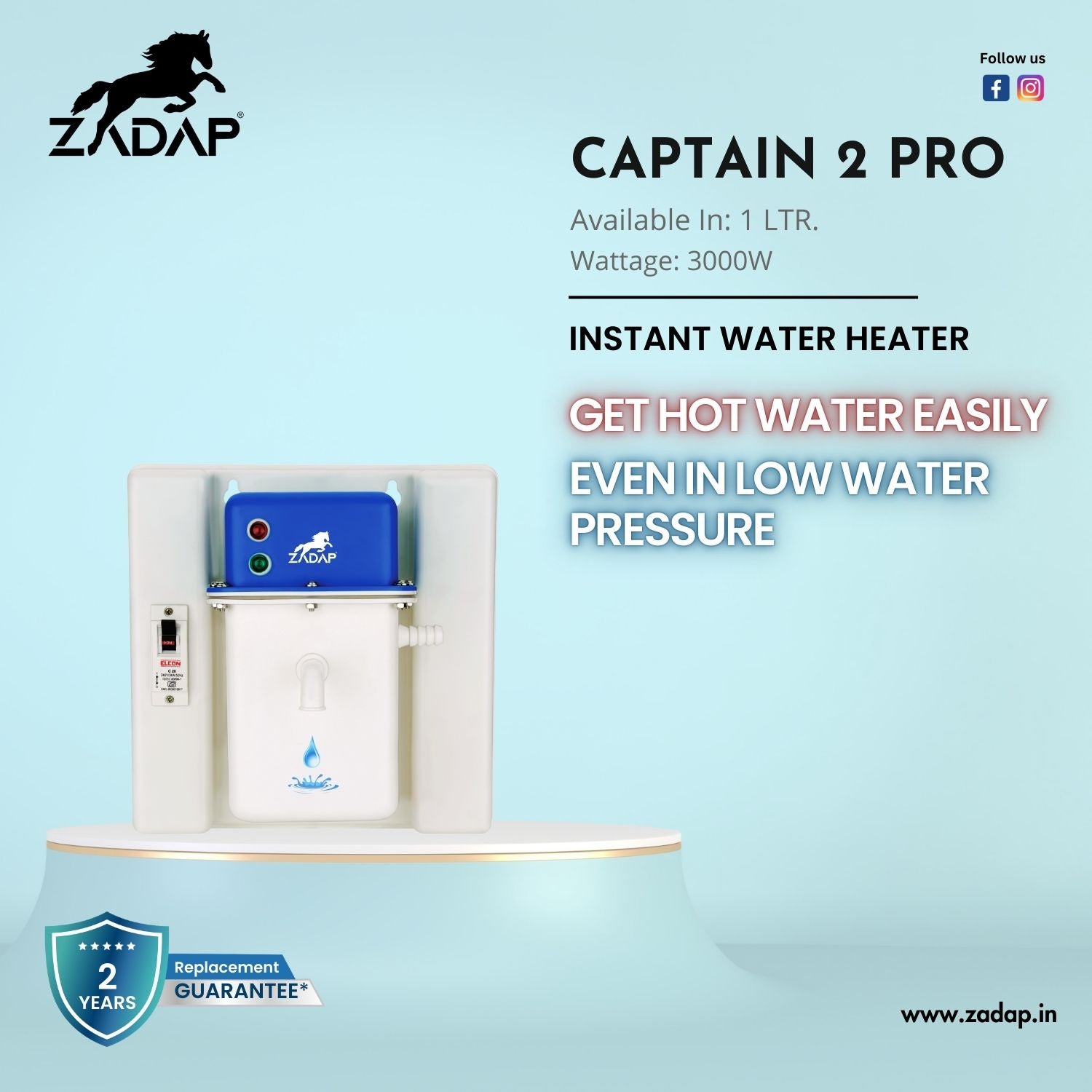 Portable Instant Water Heater - Captain 2 Pro (With MCB)