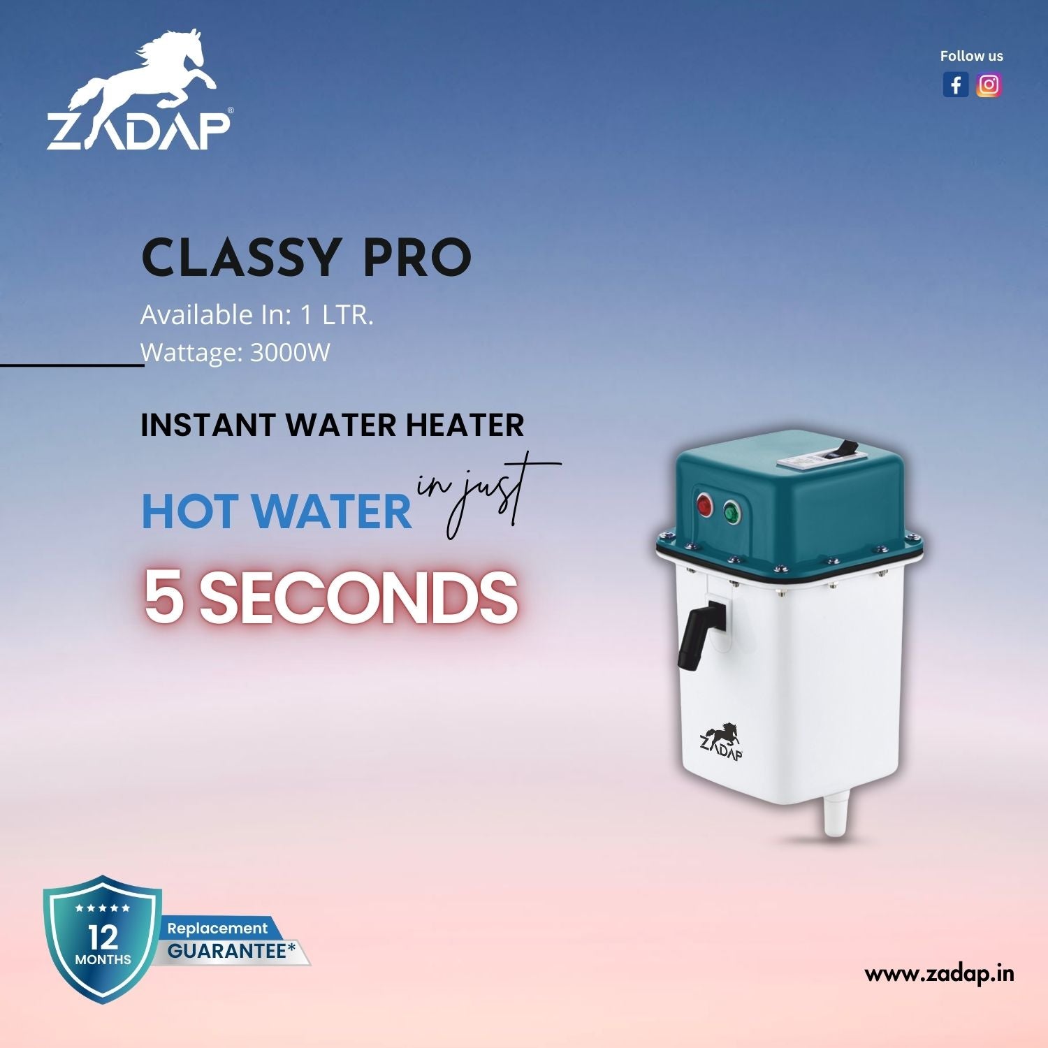 Portable Instant Water Heater - Classy Pro (With MCB)