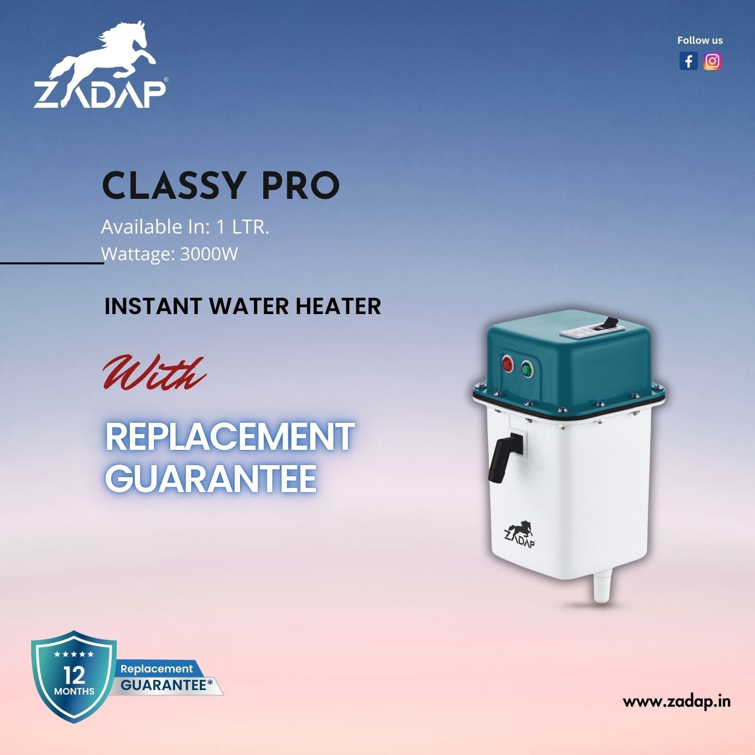Portable Instant Water Heater - Classy Pro (With MCB)