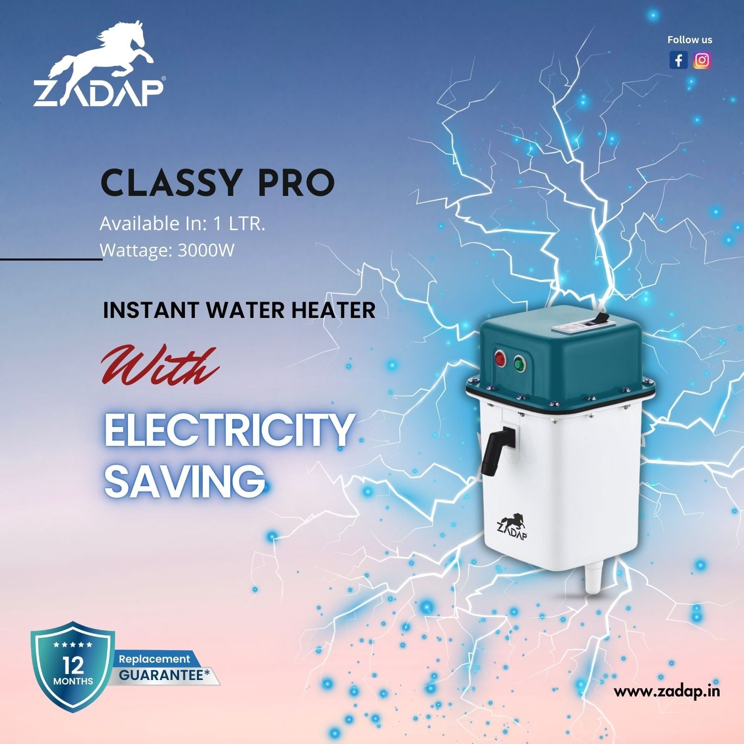 Portable Instant Water Heater - Classy Pro (With MCB)