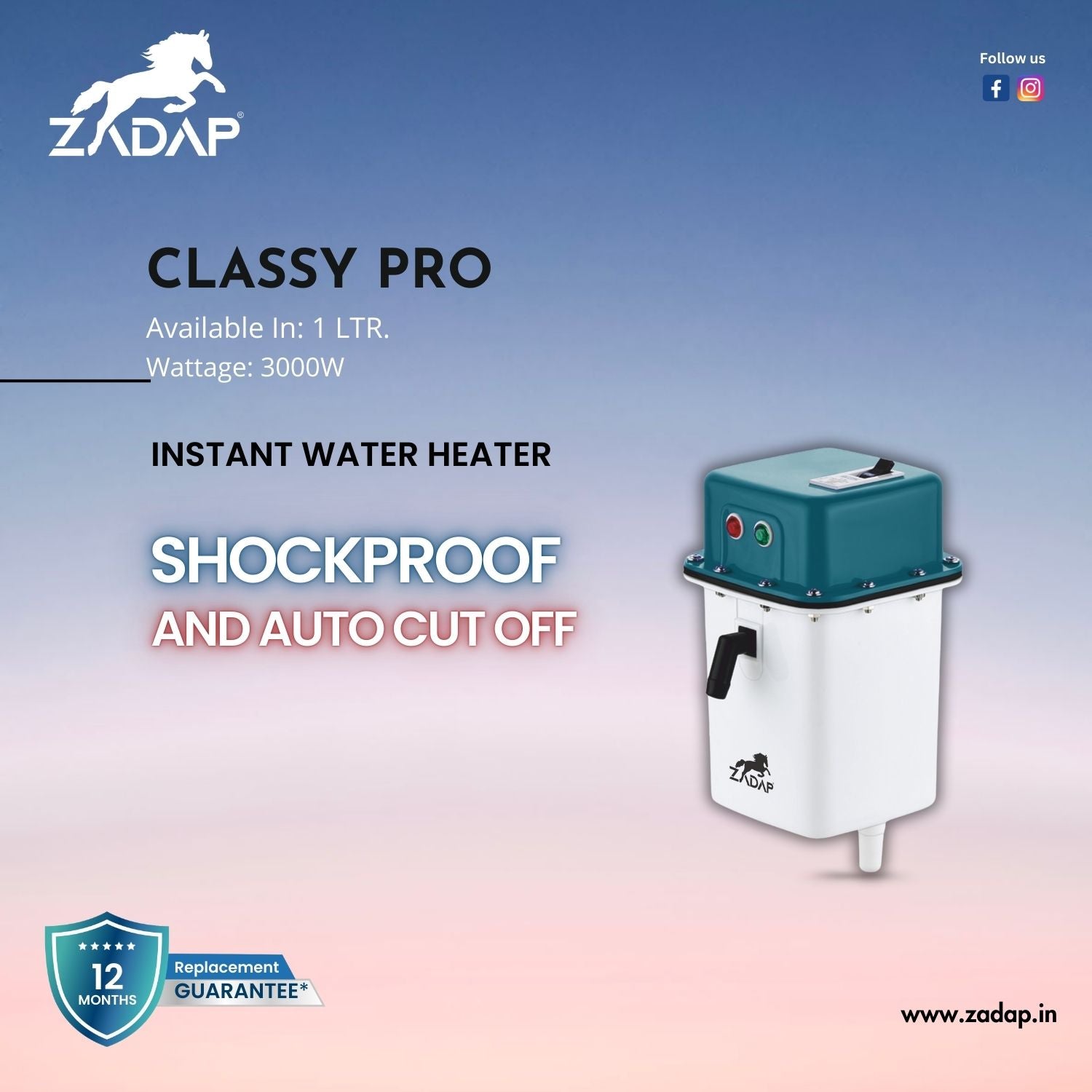 Portable Instant Water Heater - Classy Pro (With MCB)