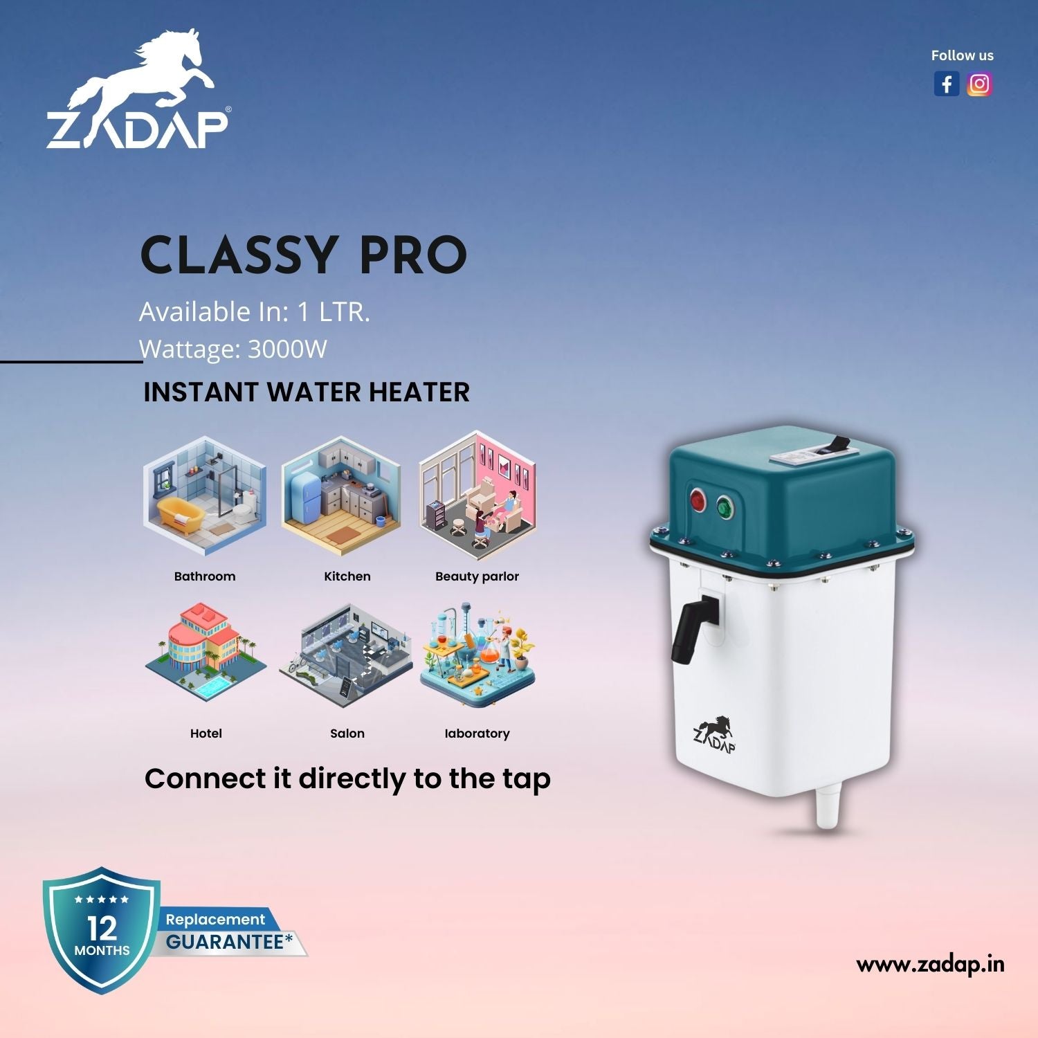Portable Instant Water Heater - Classy Pro (With MCB)