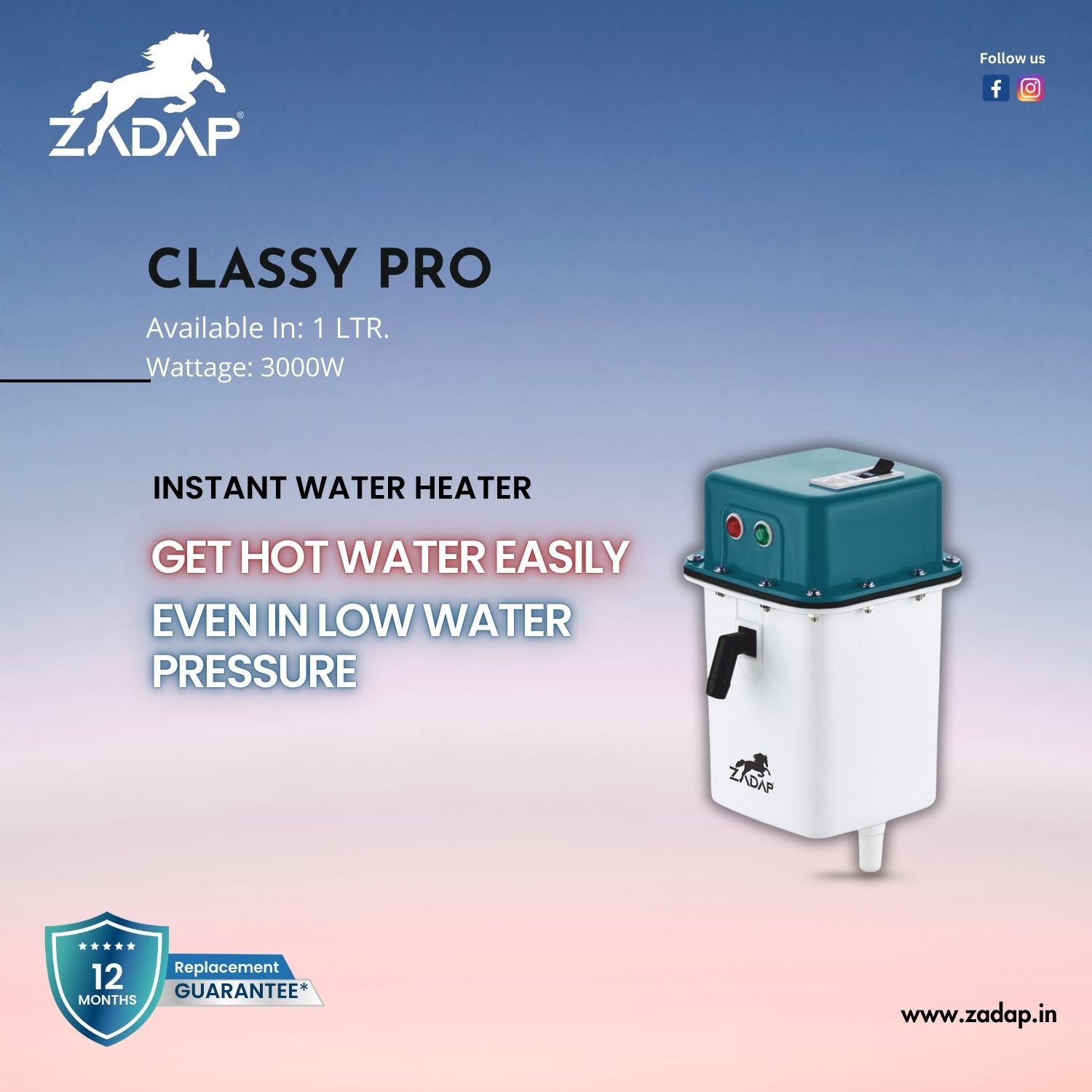 Portable Instant Water Heater - Classy Pro (With MCB)