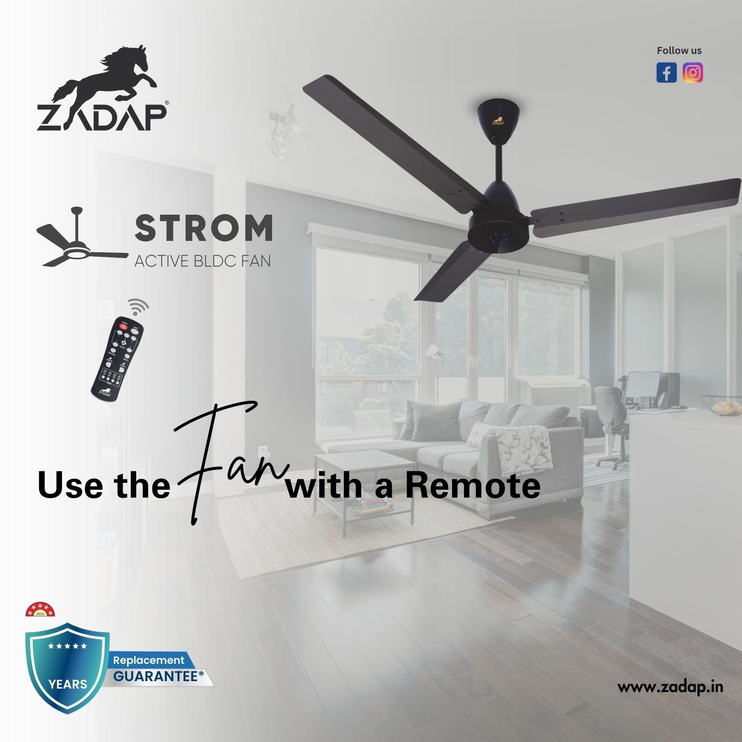 BLDC Ceiling Fan - STROM (Smoke Brown)