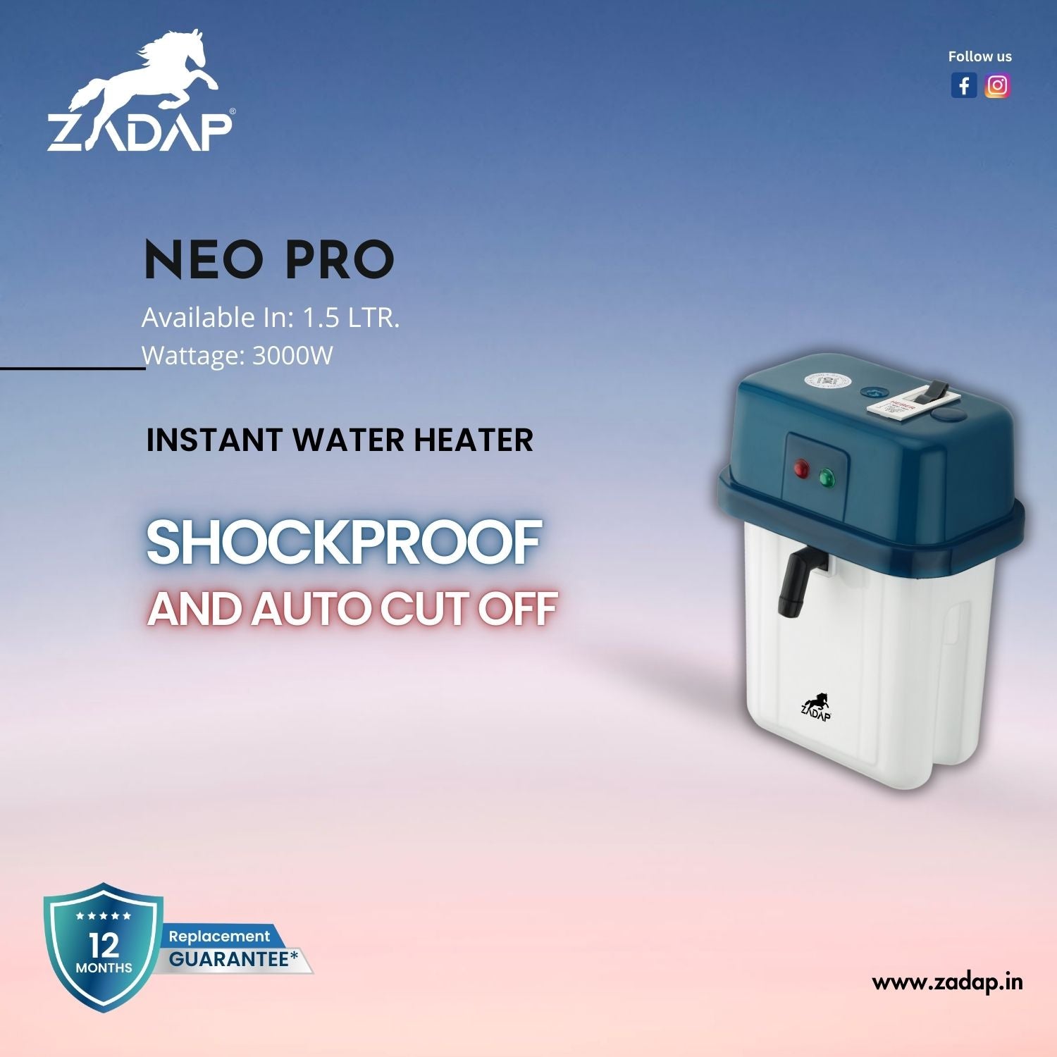 Portable Instant Water Heater - Neo Pro (With MCB)