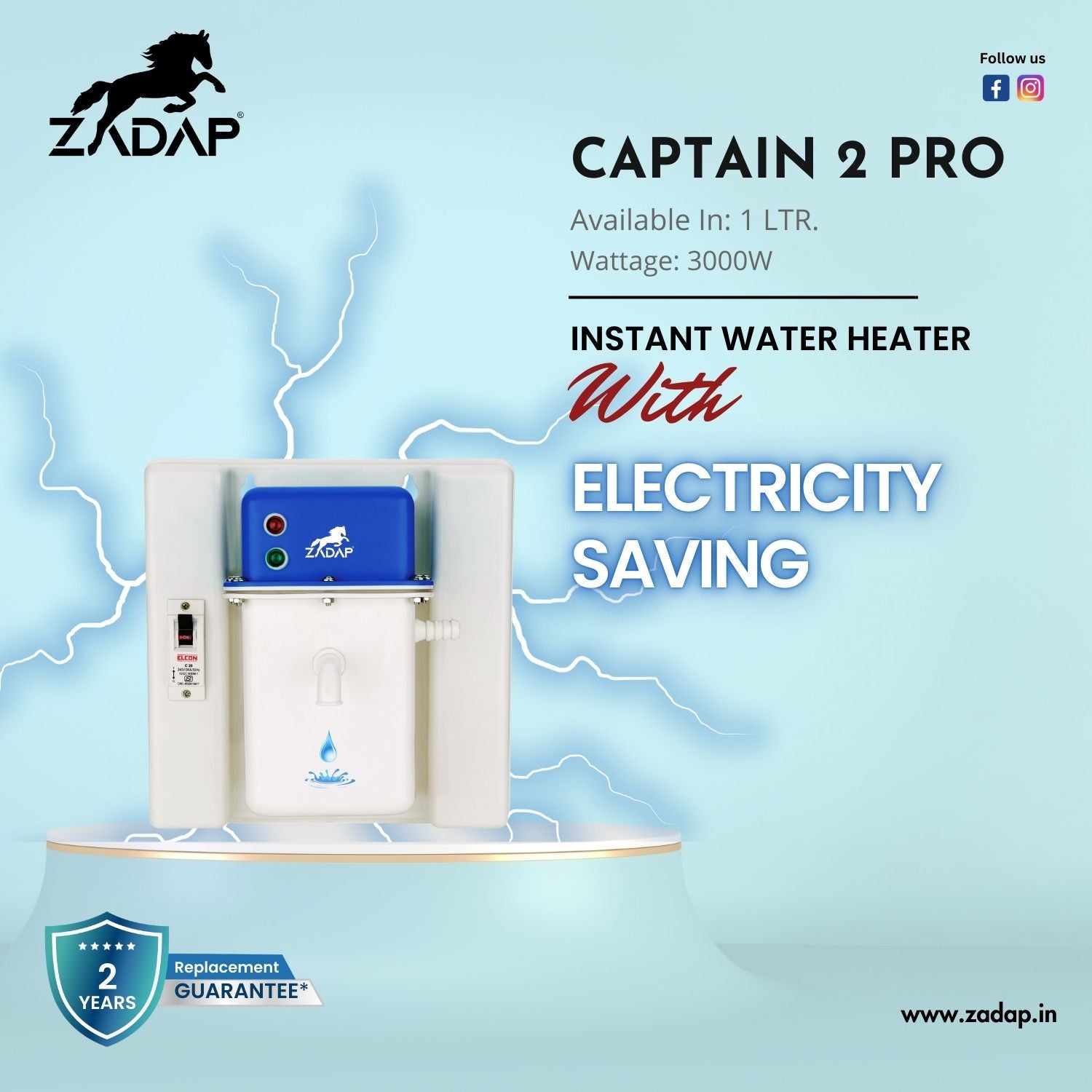 Portable Instant Water Heater - Captain 2 Pro (With MCB)