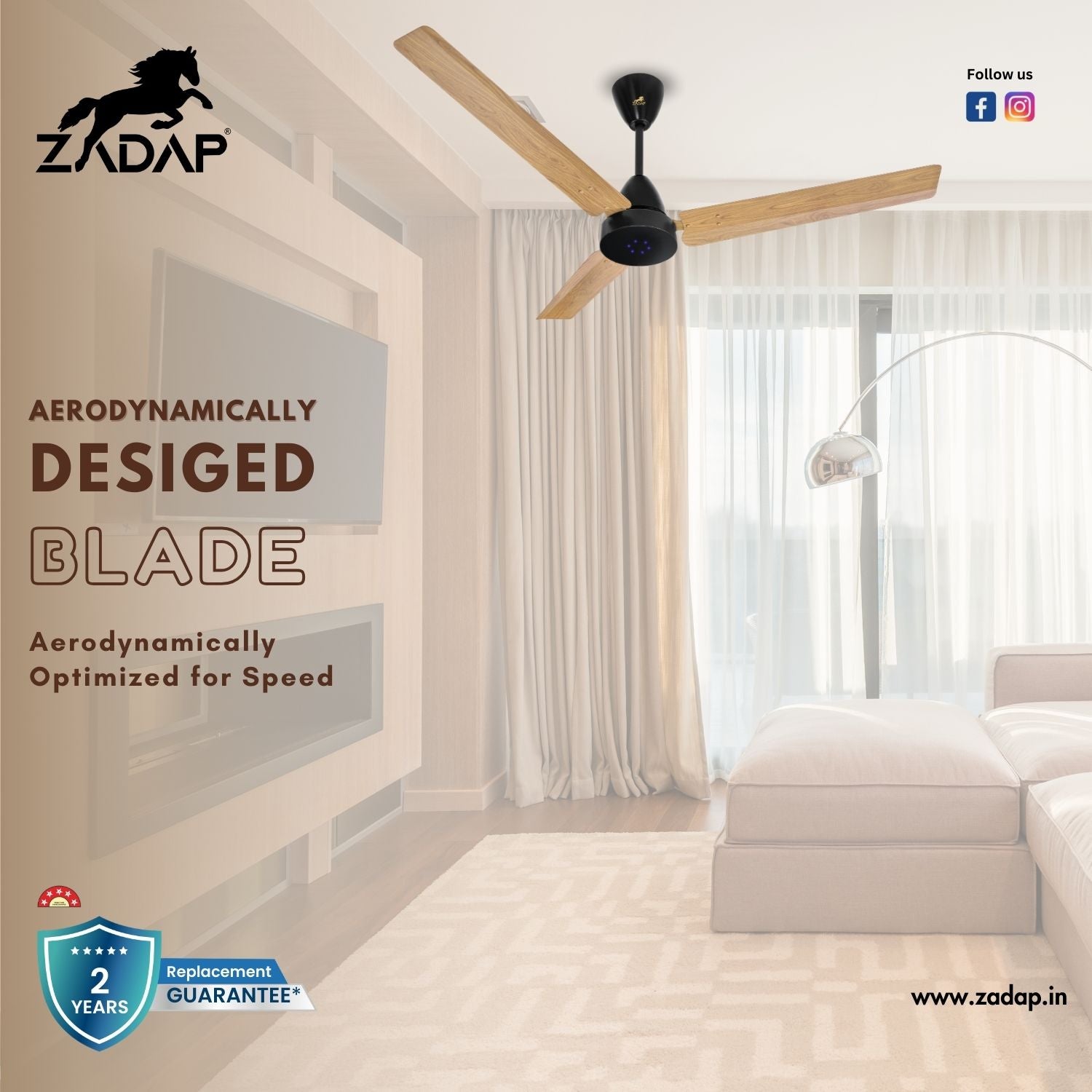 BLDC Ceiling Fan - STROM (Light Wooden)