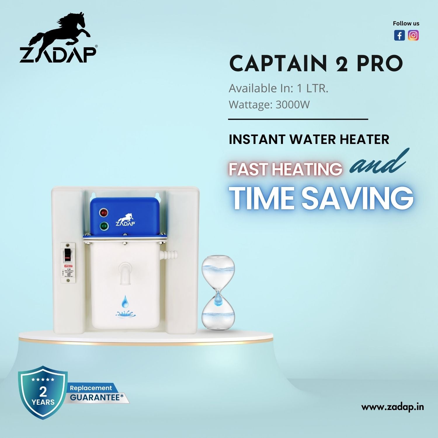 Portable Instant Water Heater - Captain 2 Pro (With MCB)