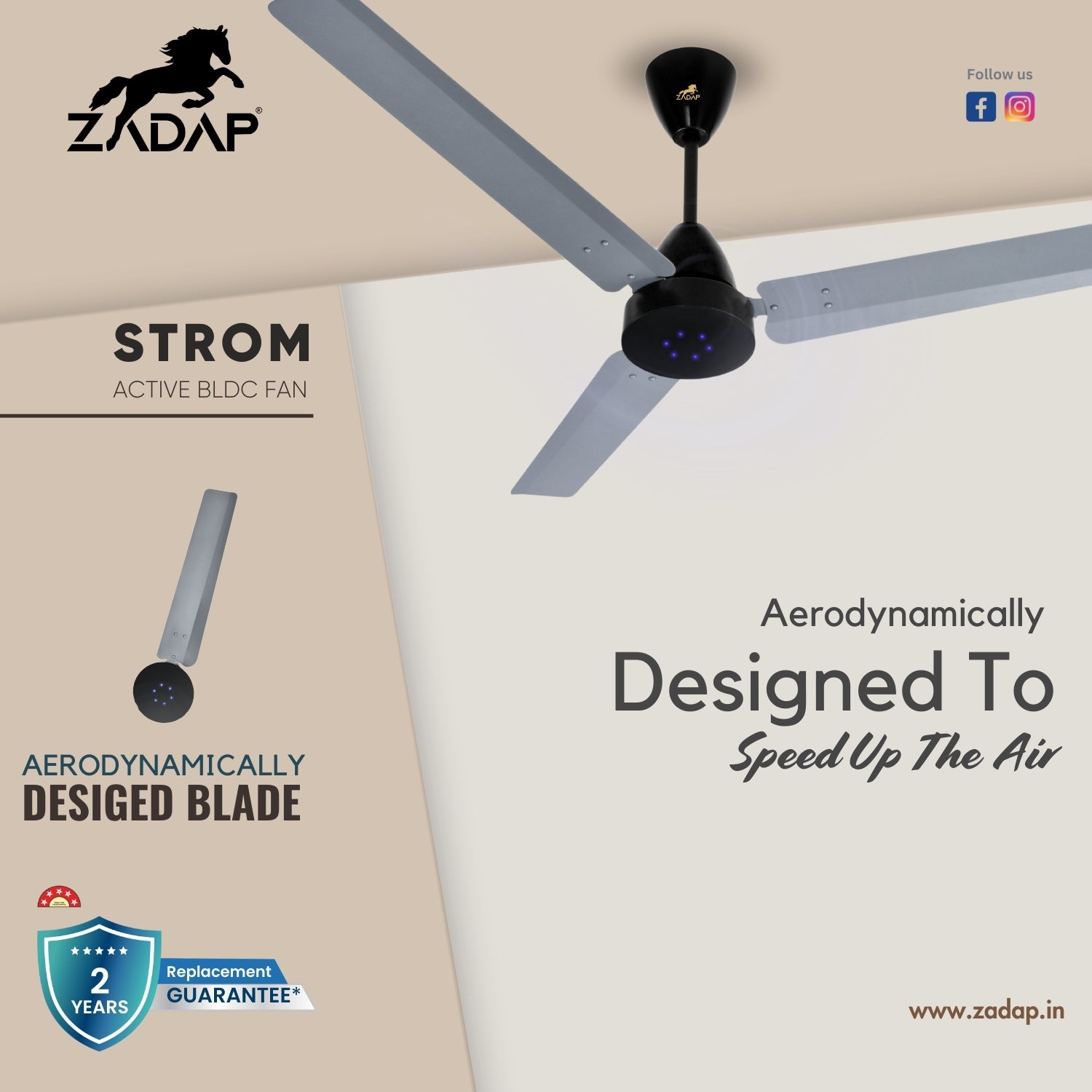 BLDC Ceiling Fan - STROM (Gray)
