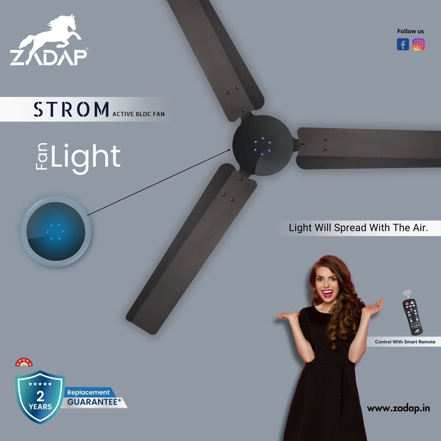 BLDC Ceiling Fan - STROM (Smoke Brown)