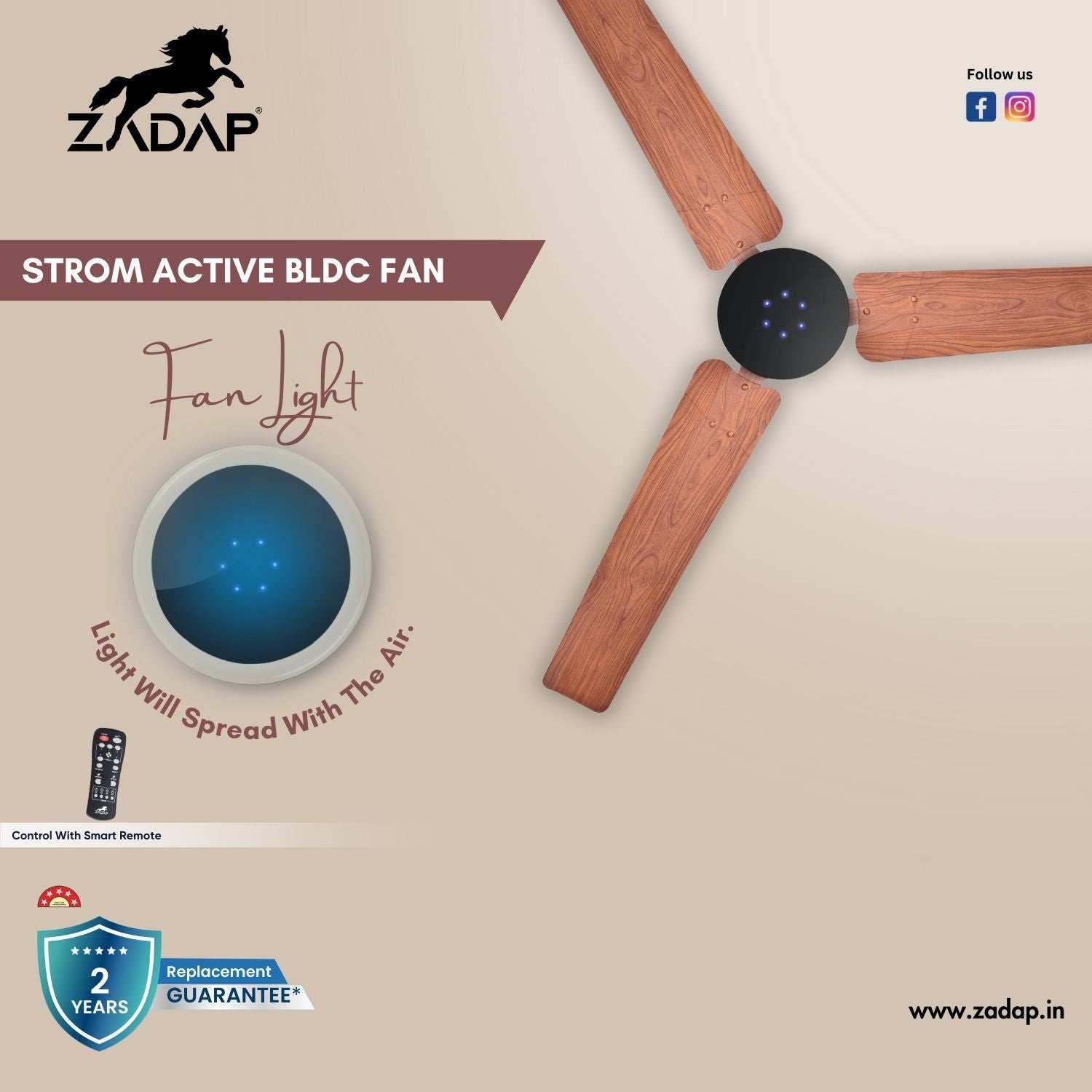 BLDC Ceiling Fan - STROM (Wooden)