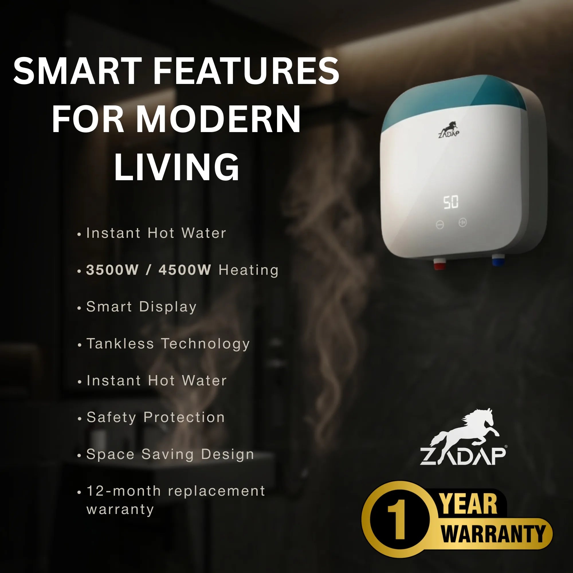 ZADAP Get Set Go Digital Tankless Water Heater | Instant Hot Water | IFH Technology™