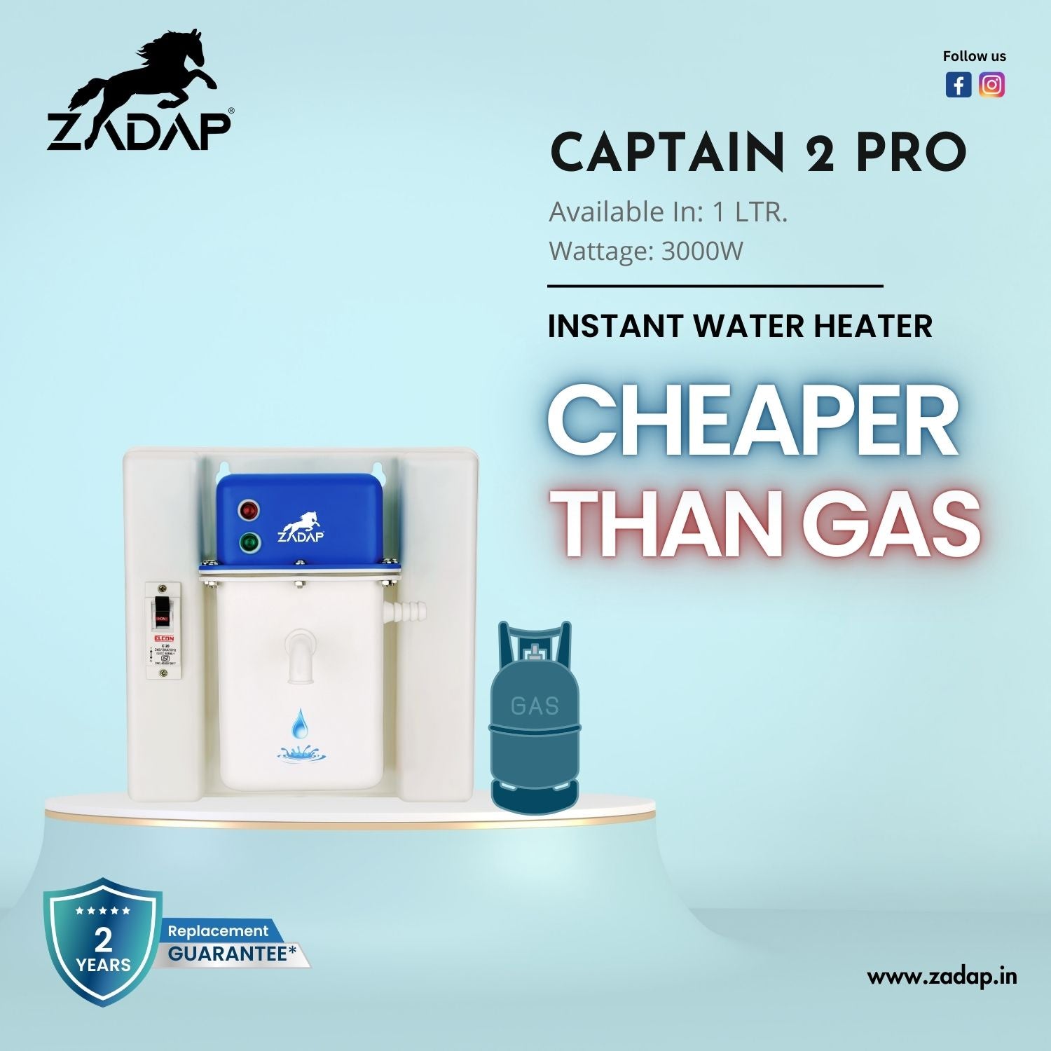 Portable Instant Water Heater - Captain 2 Pro (With MCB)