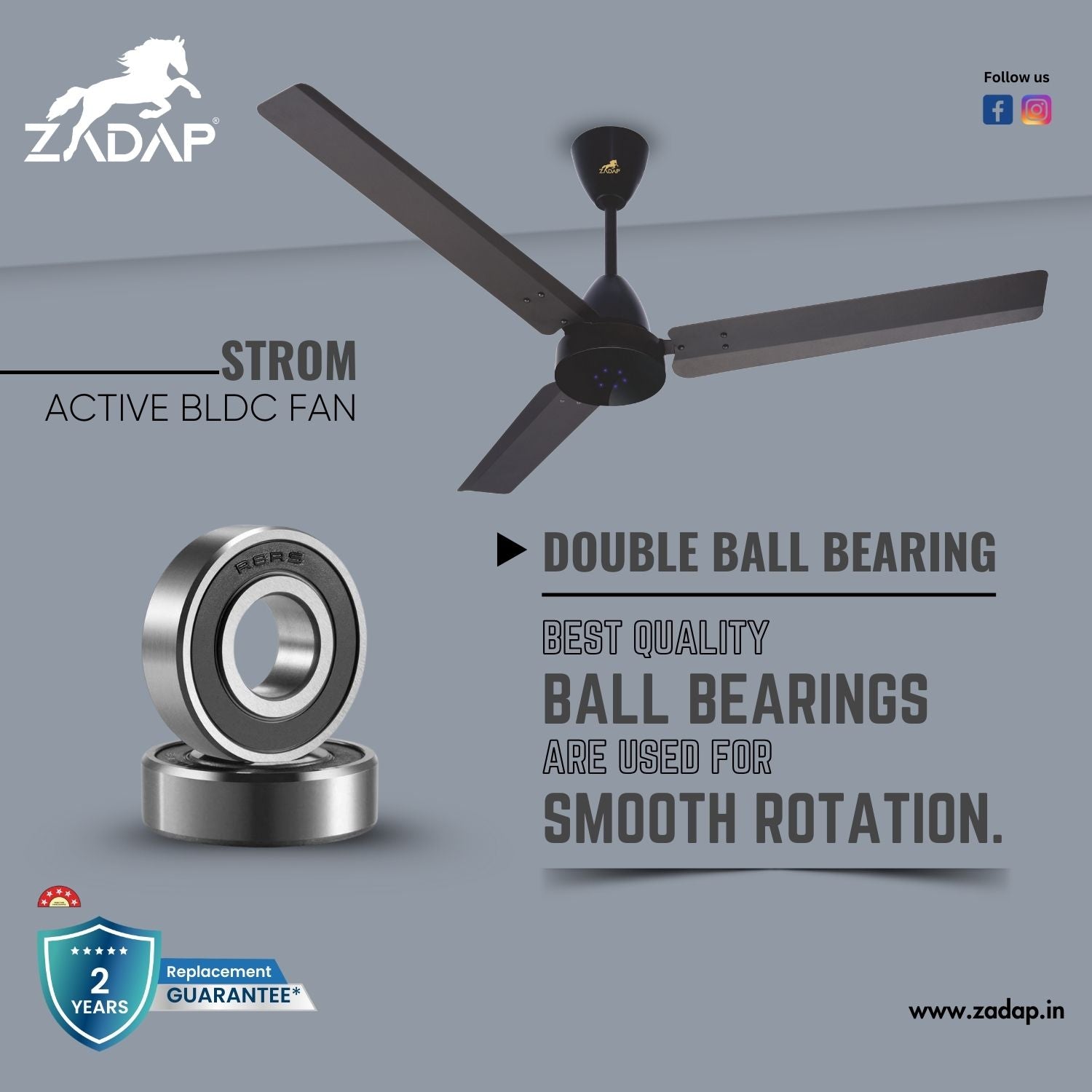 BLDC Ceiling Fan - STROM (Smoke Brown)