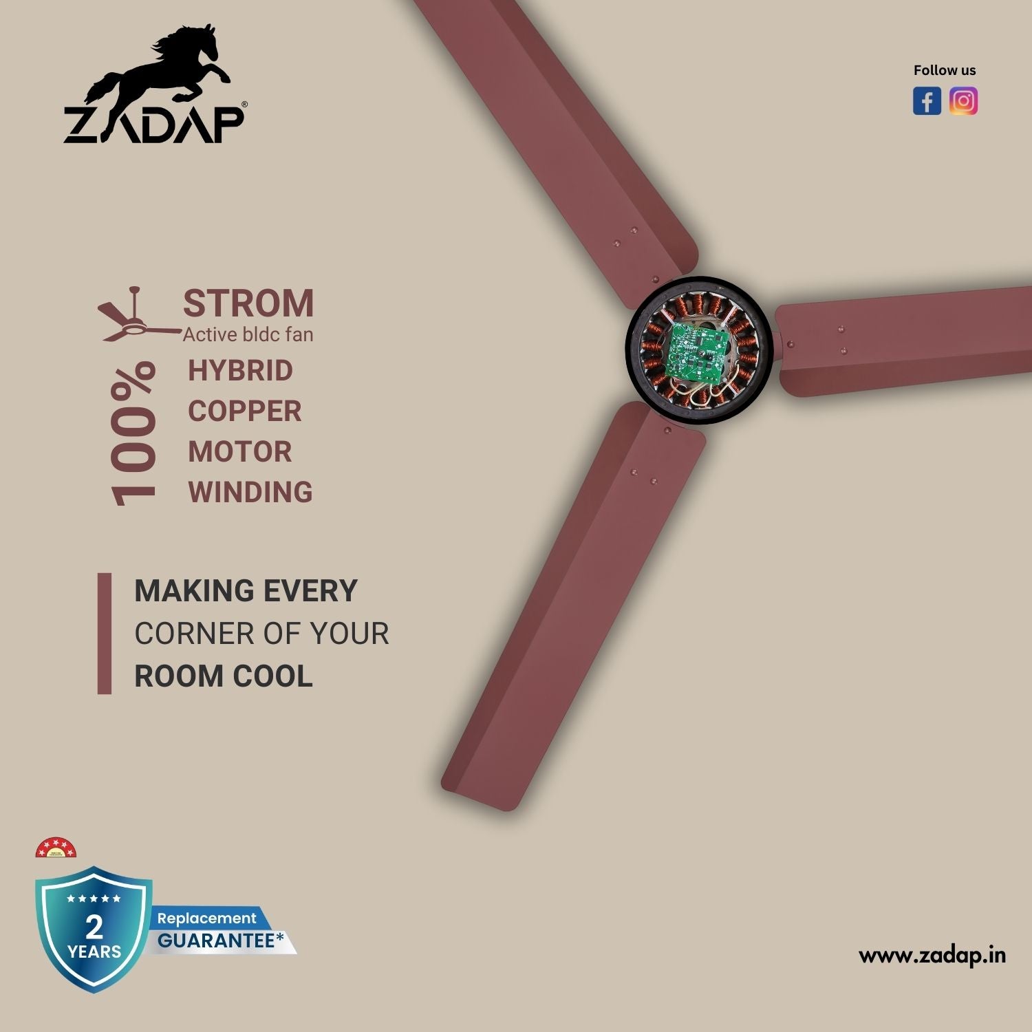 BLDC Ceiling Fan - STROM (Matt Brown)