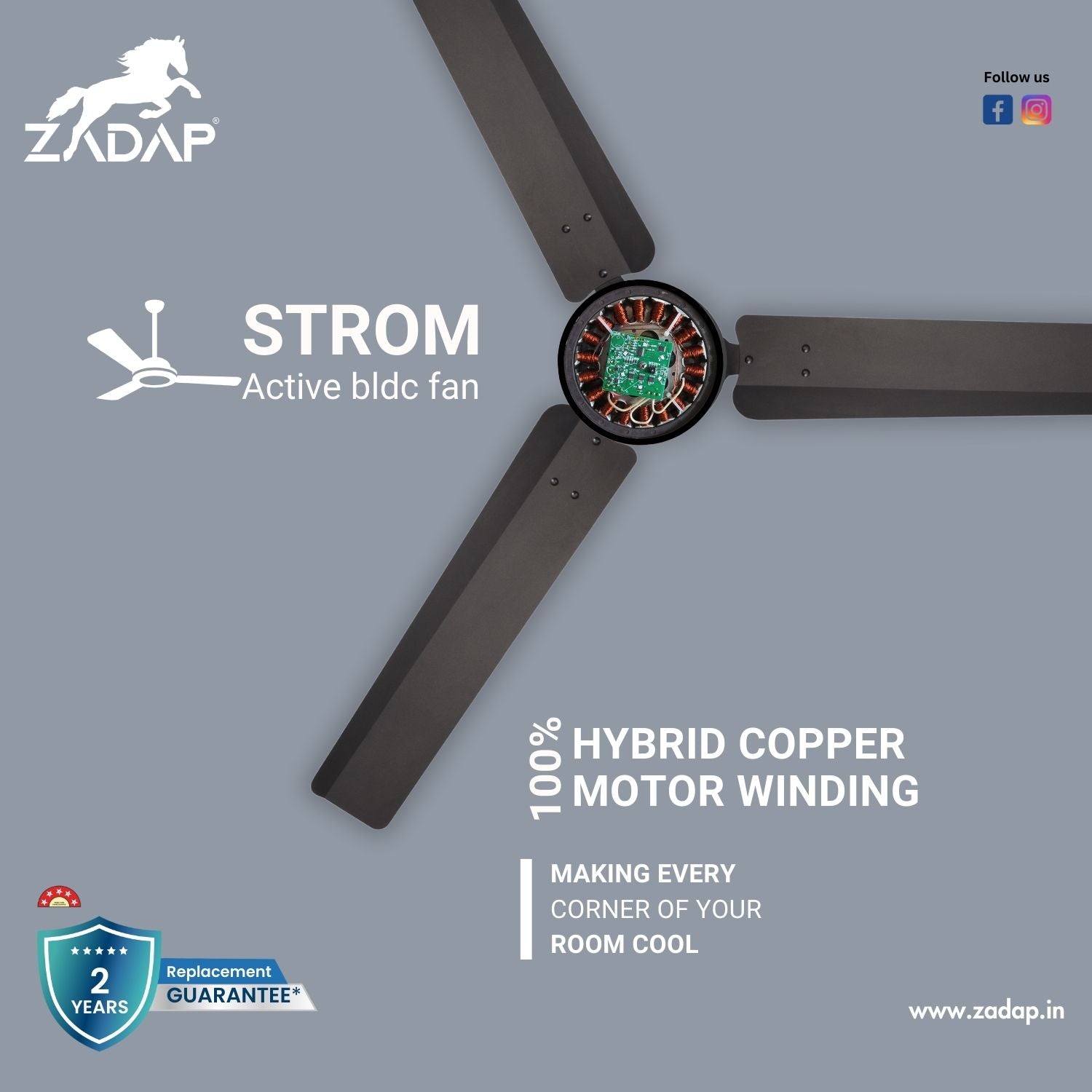 BLDC Ceiling Fan - STROM (Smoke Brown)