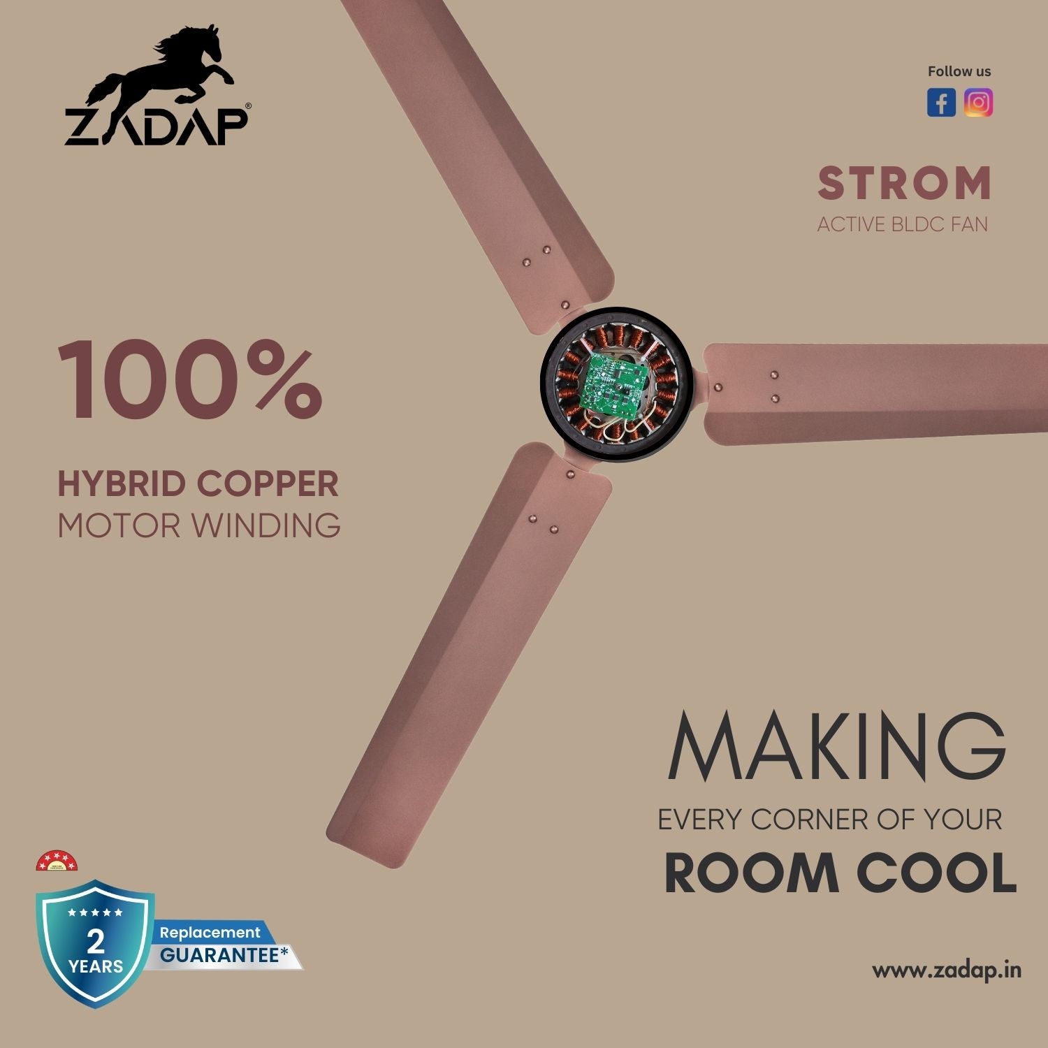 BLDC Ceiling Fan - STROM (Red Copper)