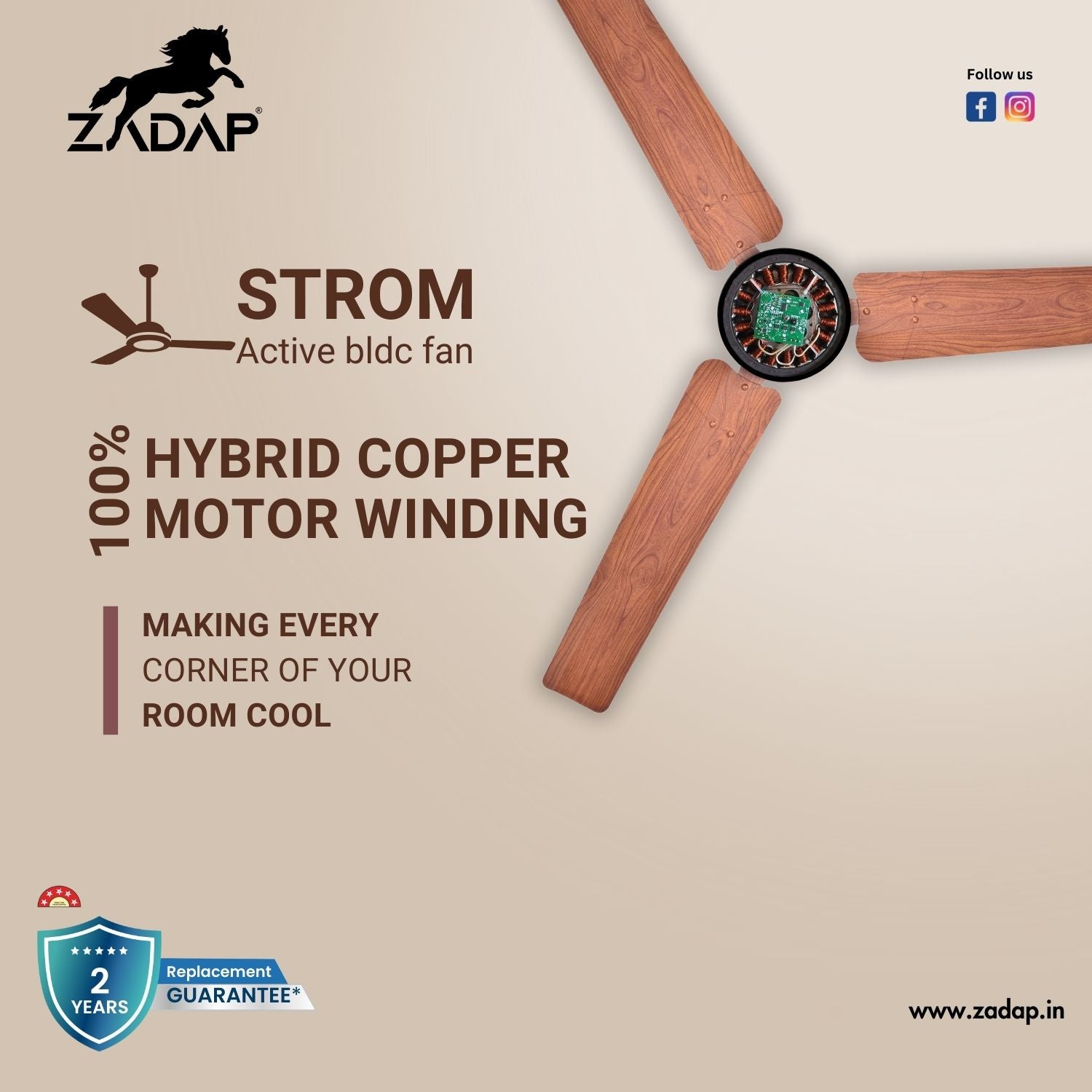 BLDC Ceiling Fan - STROM (Wooden)