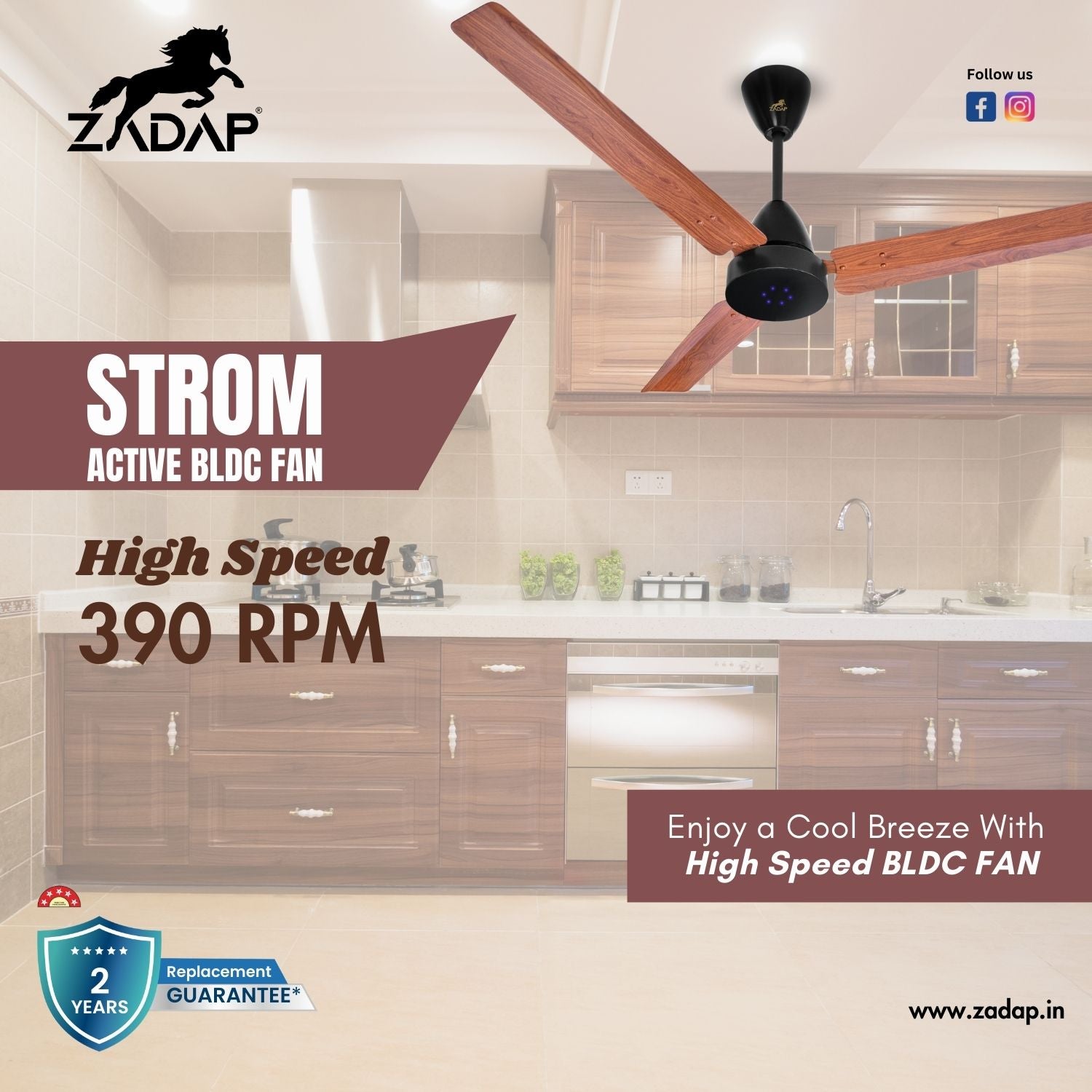 BLDC Ceiling Fan - STROM (Wooden)