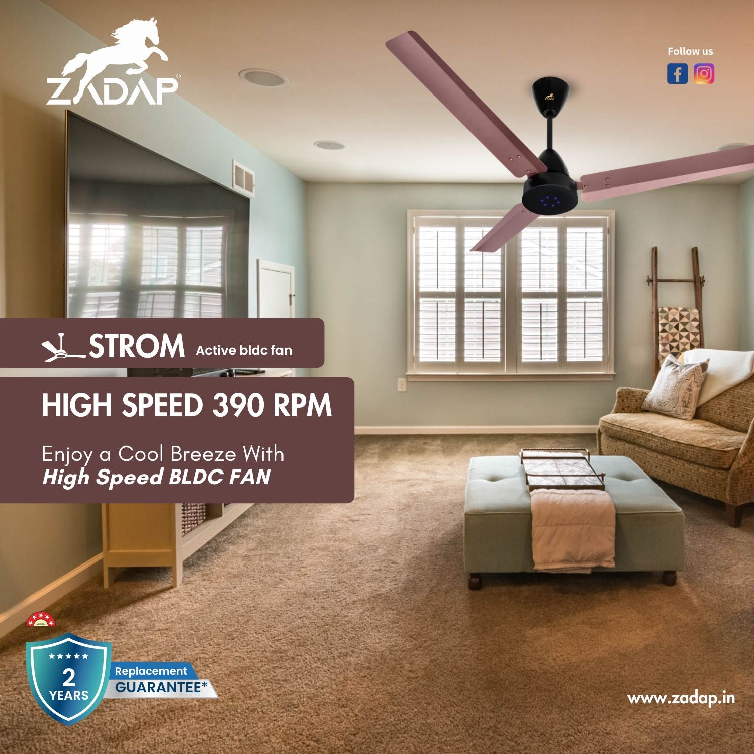 BLDC Ceiling Fan - STROM (Red Copper)