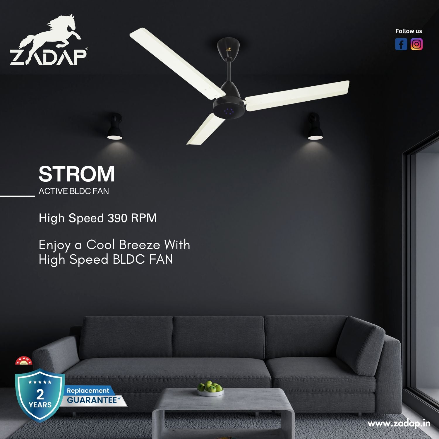 BLDC Ceiling Fan - STROM (Ivory)