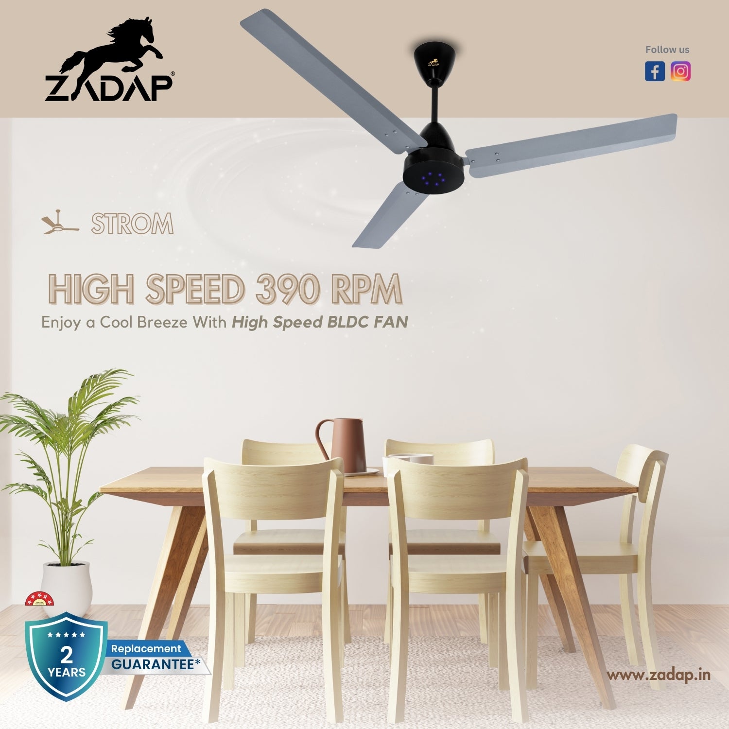BLDC Ceiling Fan - STROM (Gray)