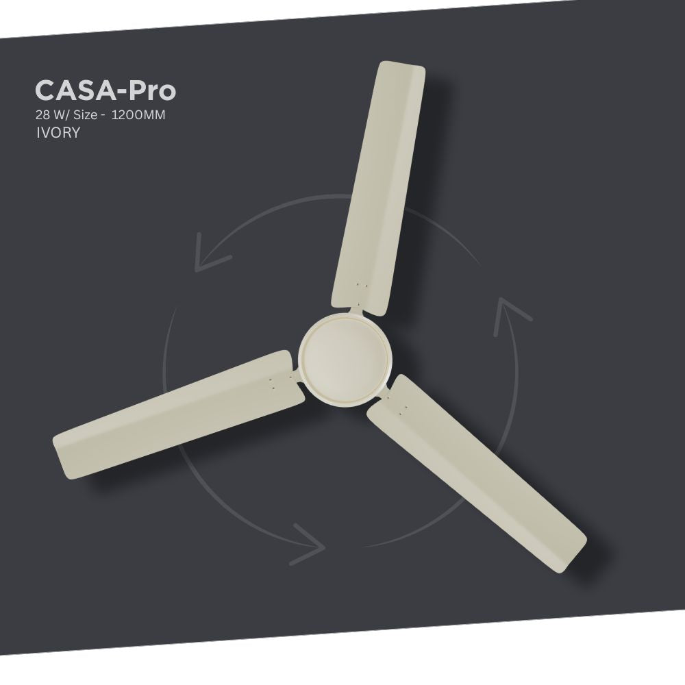 ZADAP CASA-Pro 1200mm BLDC Ceiling Fan with Remote | High Speed 390 RPM (Ivory)