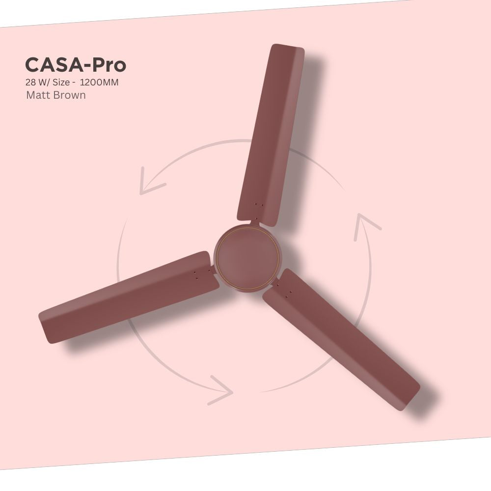 ZADAP CASA-Pro 1200mm BLDC Ceiling Fan with Remote | High Speed 390 RPM (Matt Brown)