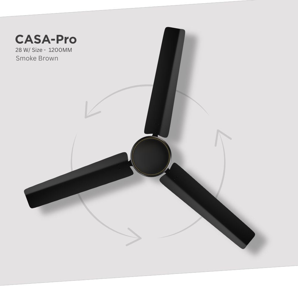 ZADAP CASA-Pro 1200mm BLDC Ceiling Fan with Remote | High Speed 390 RPM (Smoke Brown)