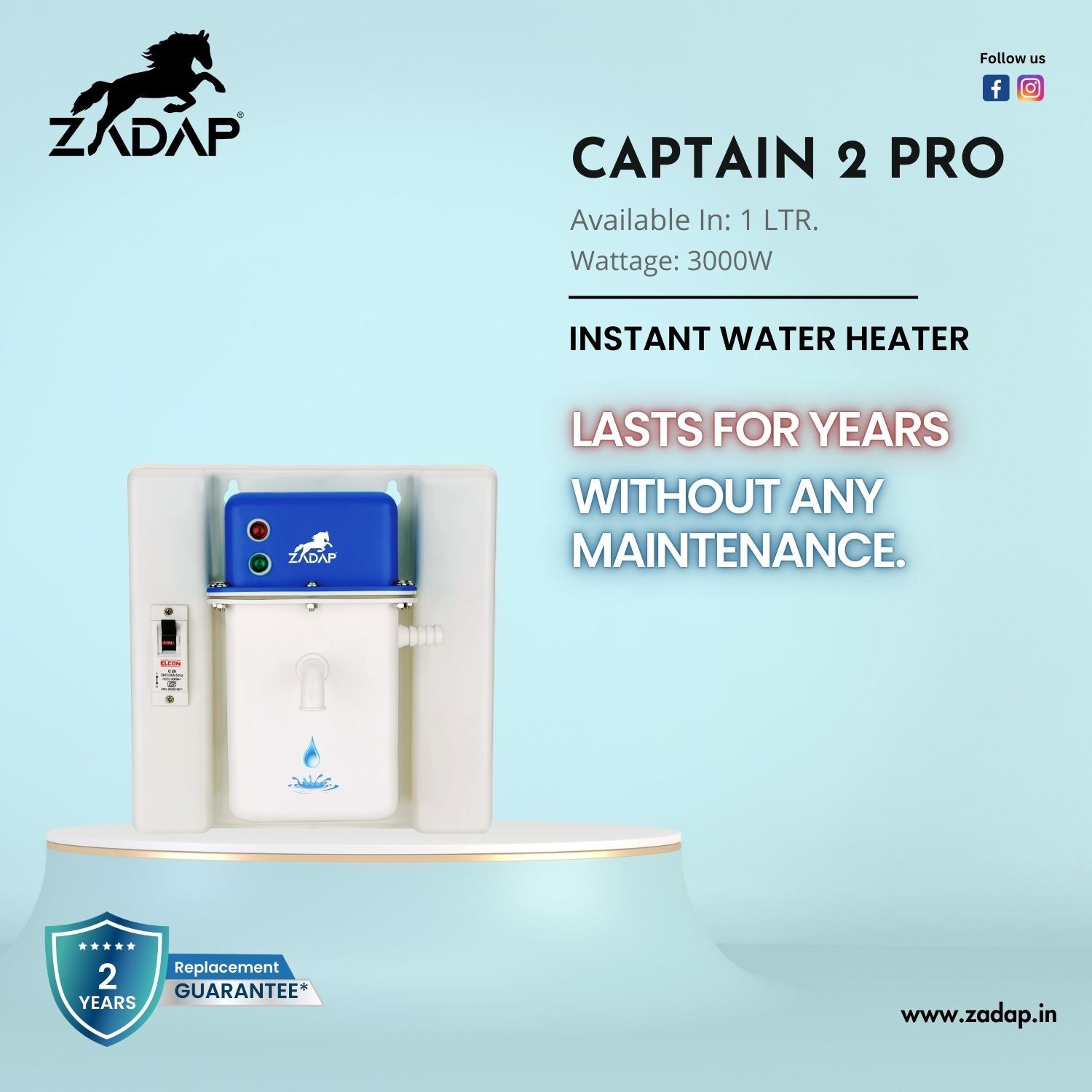 Portable Instant Water Heater - Captain 2 Pro (With MCB)