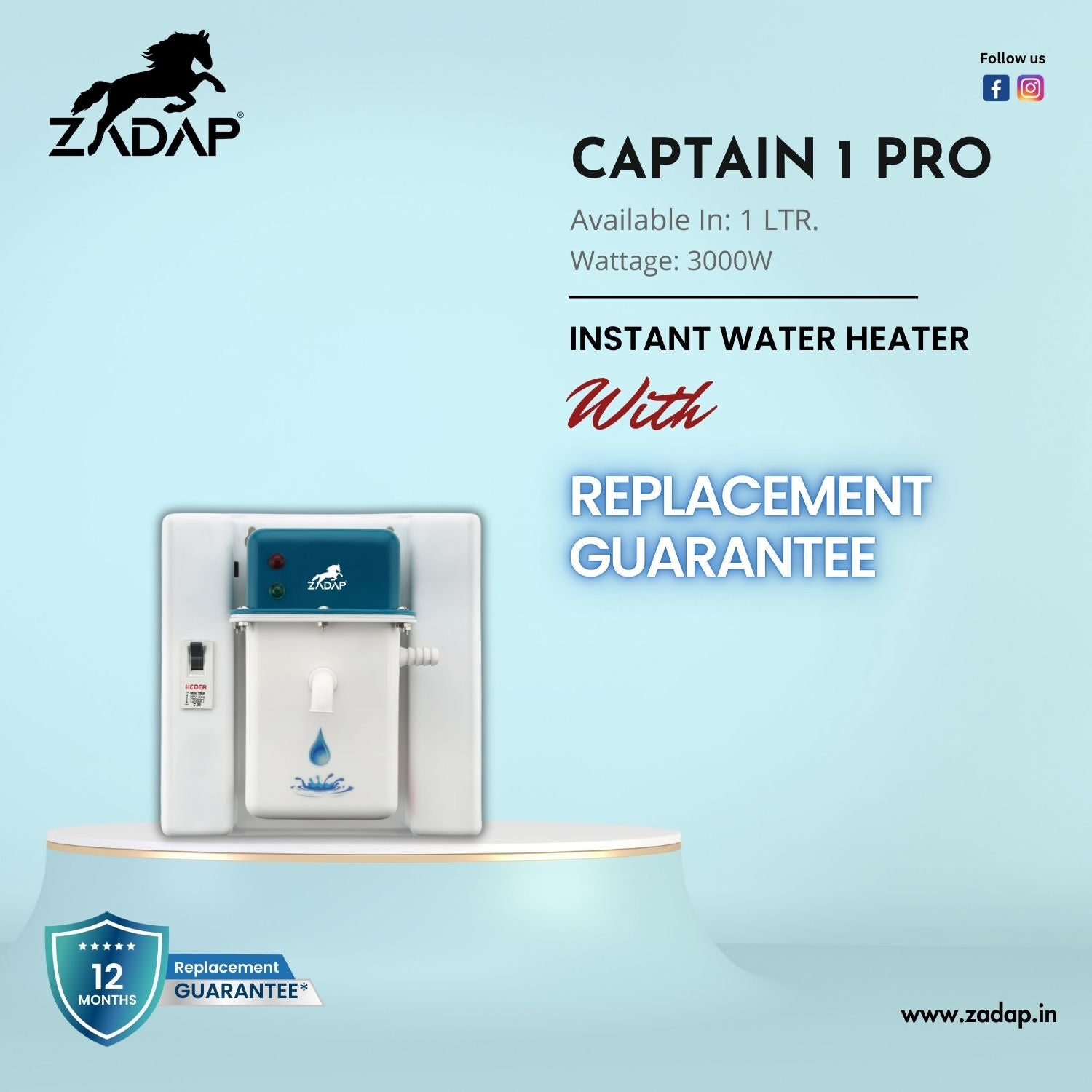 Portable Instant Water Heater - Captain 1 Pro (With MCB)