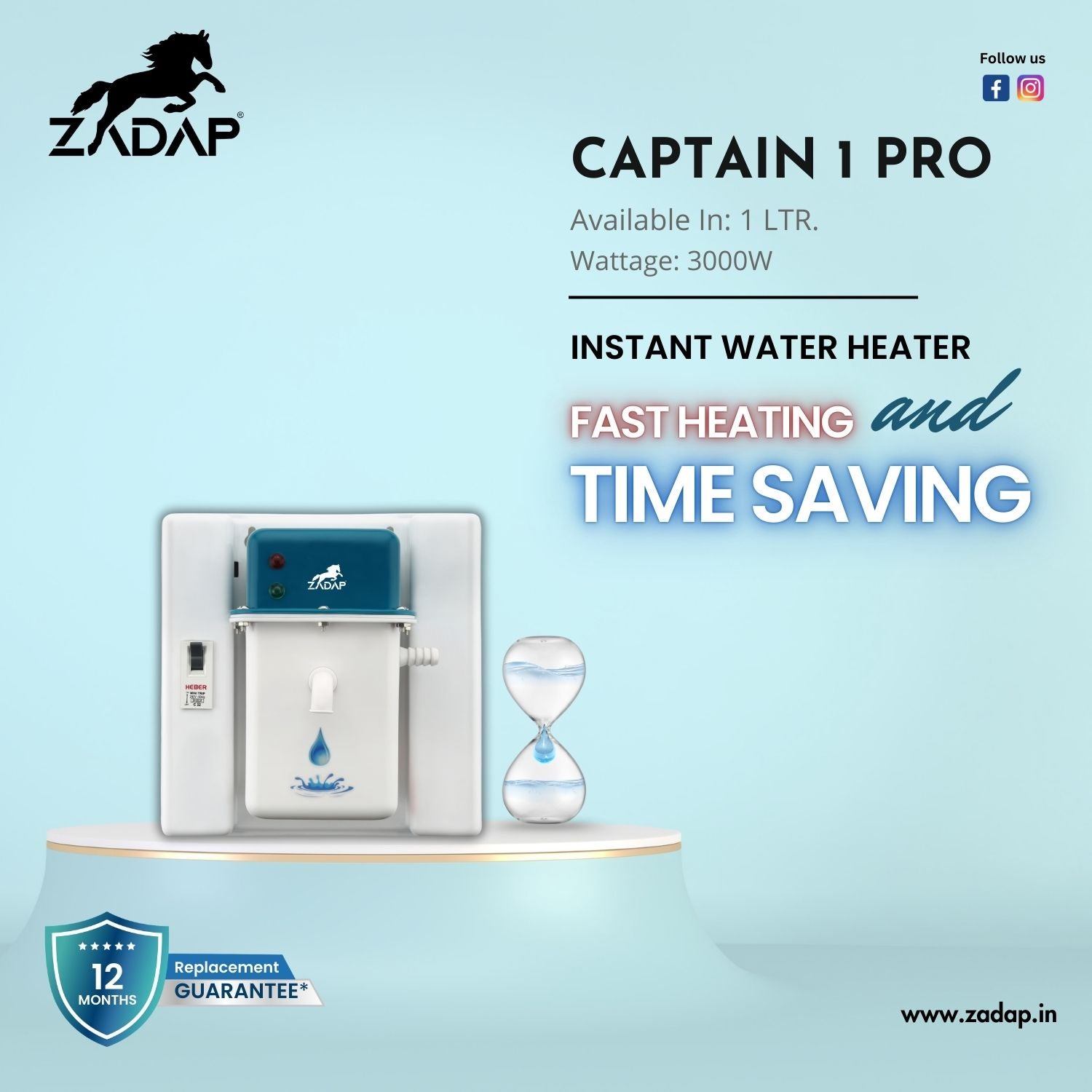 Portable Instant Water Heater - Captain 1 Pro (With MCB)