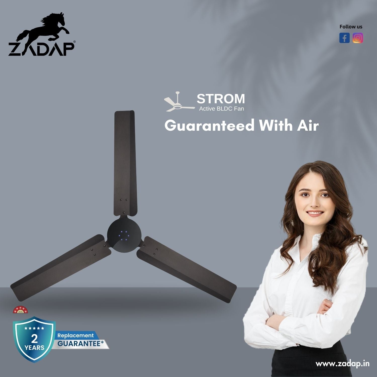 BLDC Ceiling Fan - STROM (Smoke Brown)