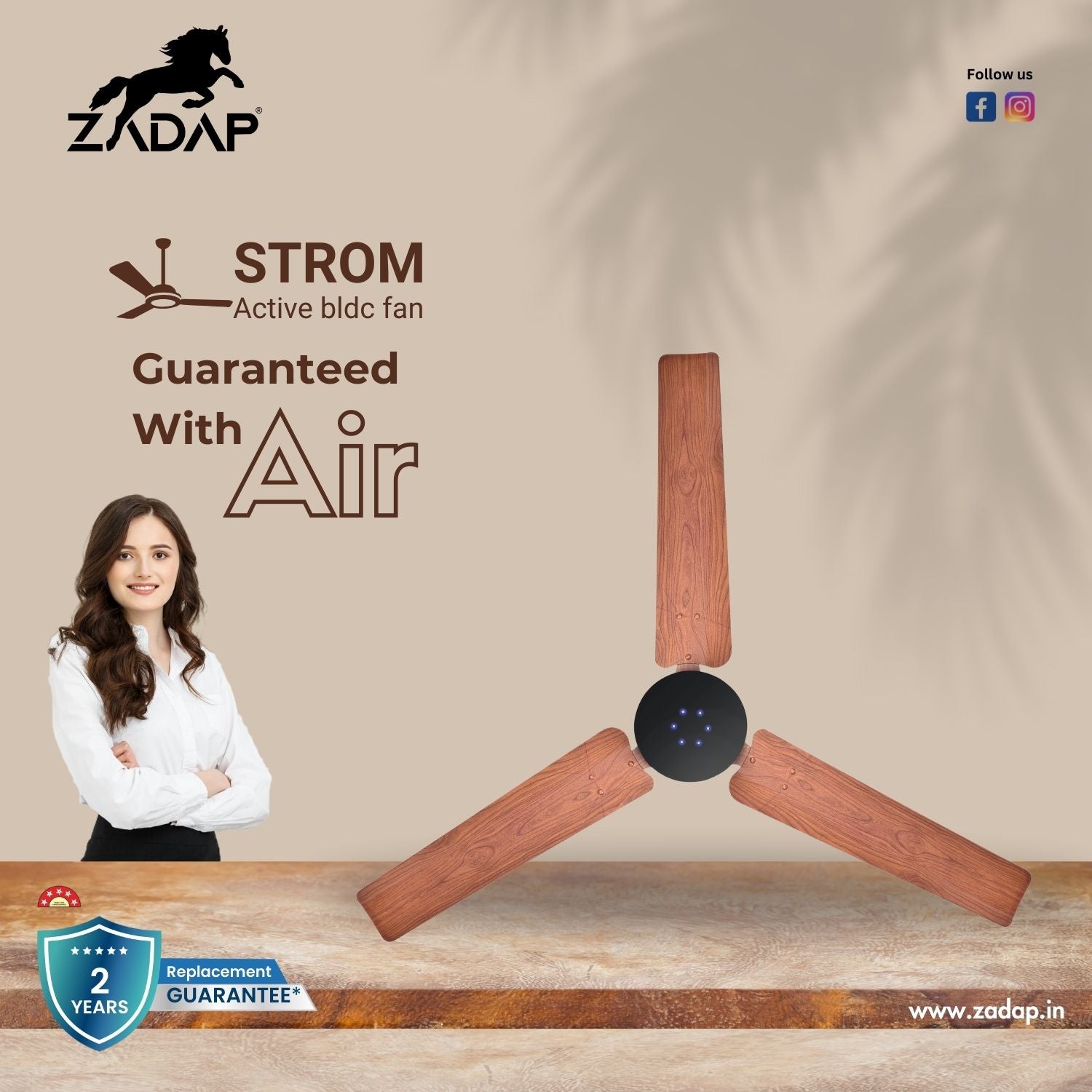 BLDC Ceiling Fan - STROM (Wooden)