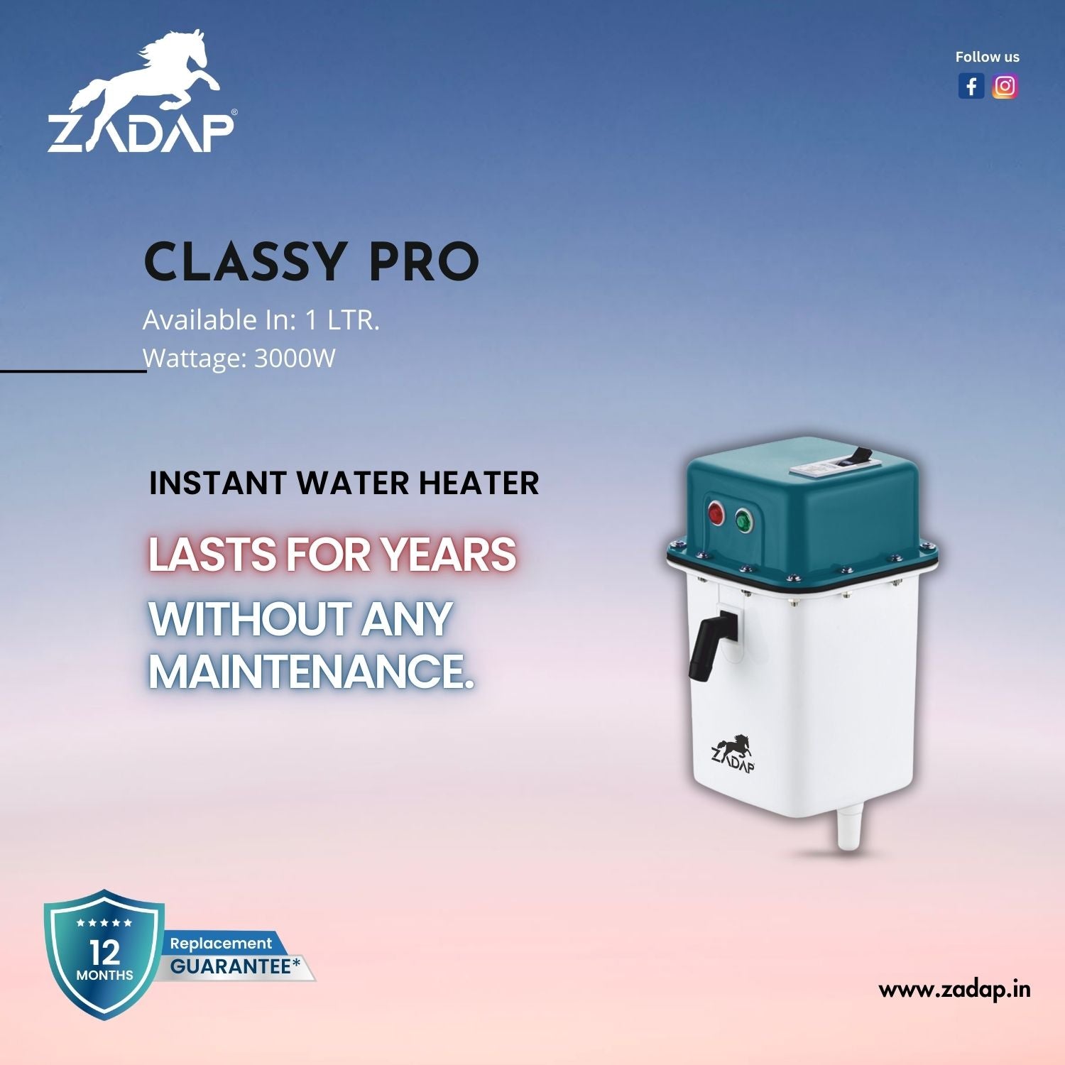 Portable Instant Water Heater - Classy Pro (With MCB)