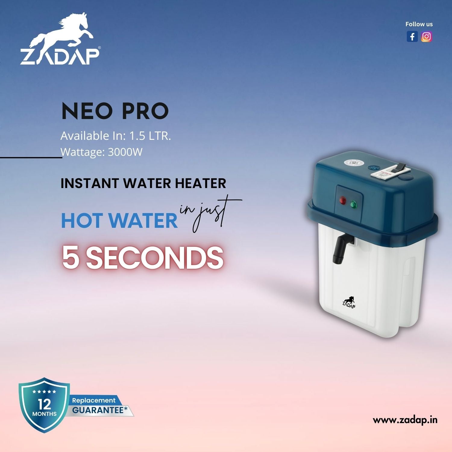 Portable Instant Water Heater - Neo Pro (With MCB)