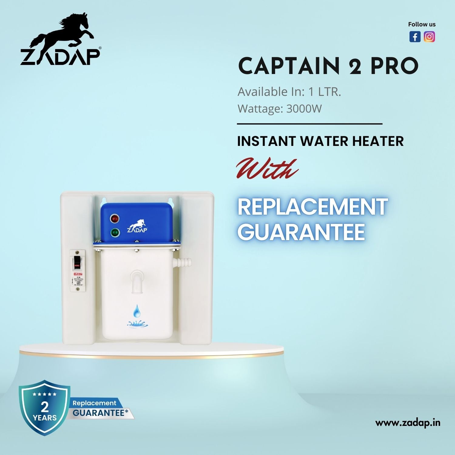 Portable Instant Water Heater - Captain 2 Pro (With MCB)
