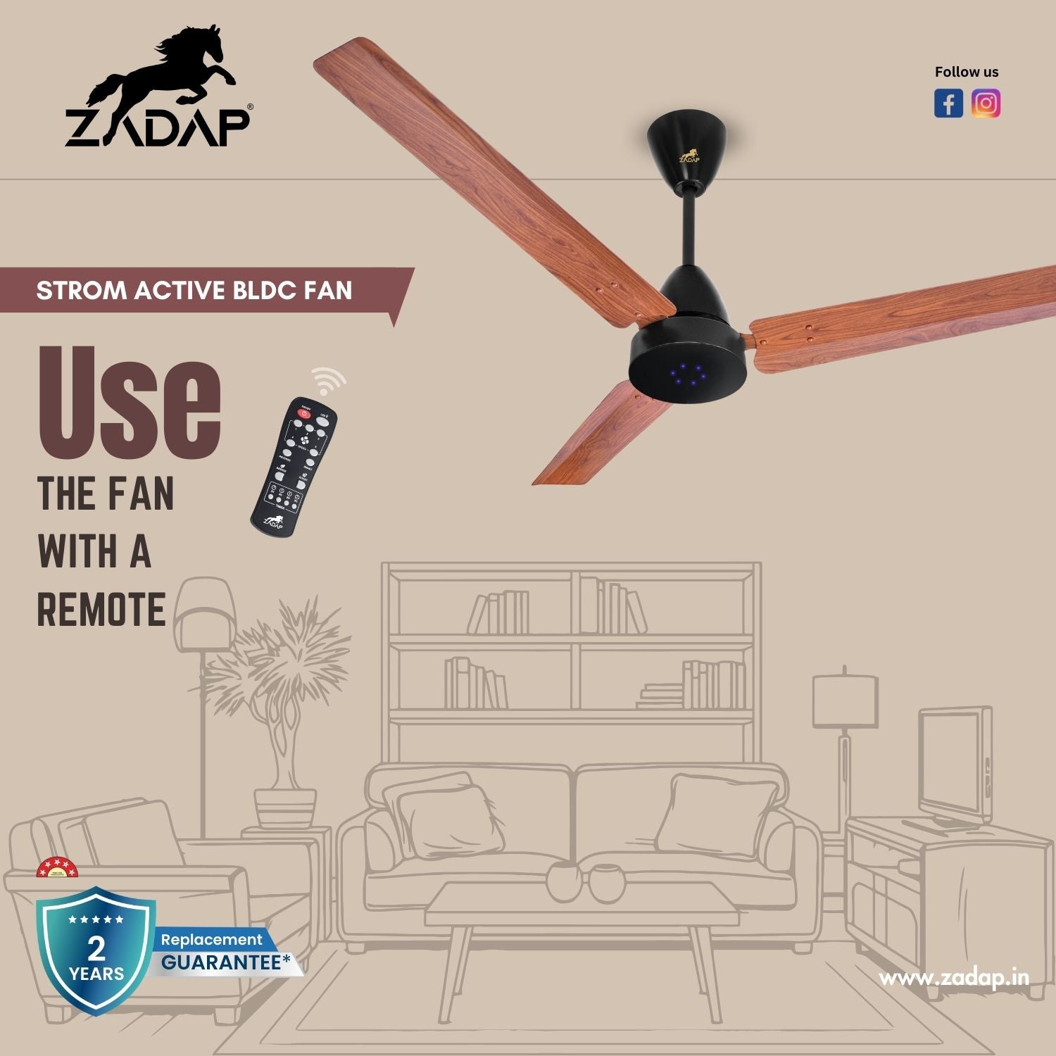 BLDC Ceiling Fan - STROM (Wooden)