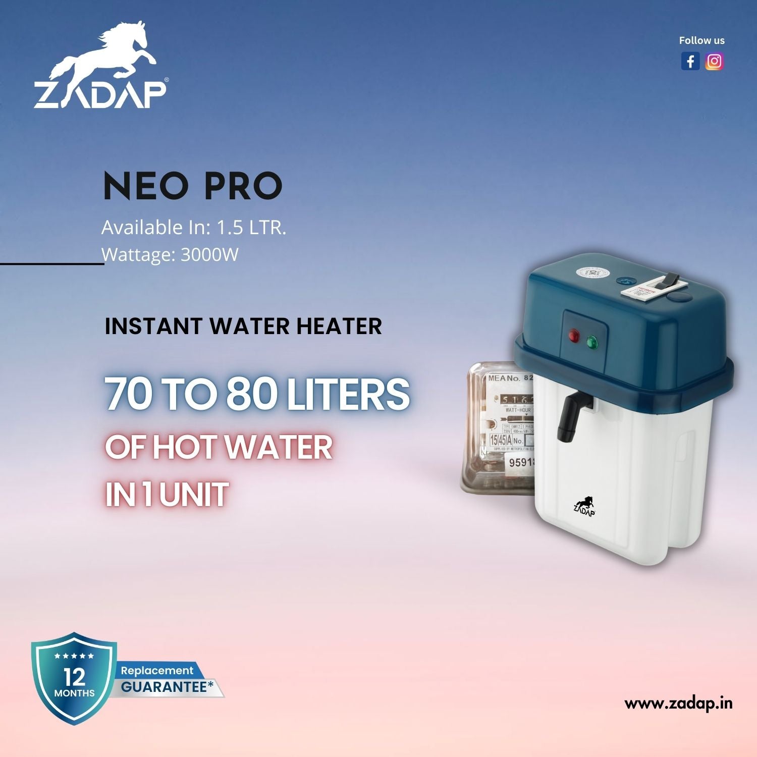 Zadap Neo Pro Portable Geyser with MCB | Best First Geyser with
