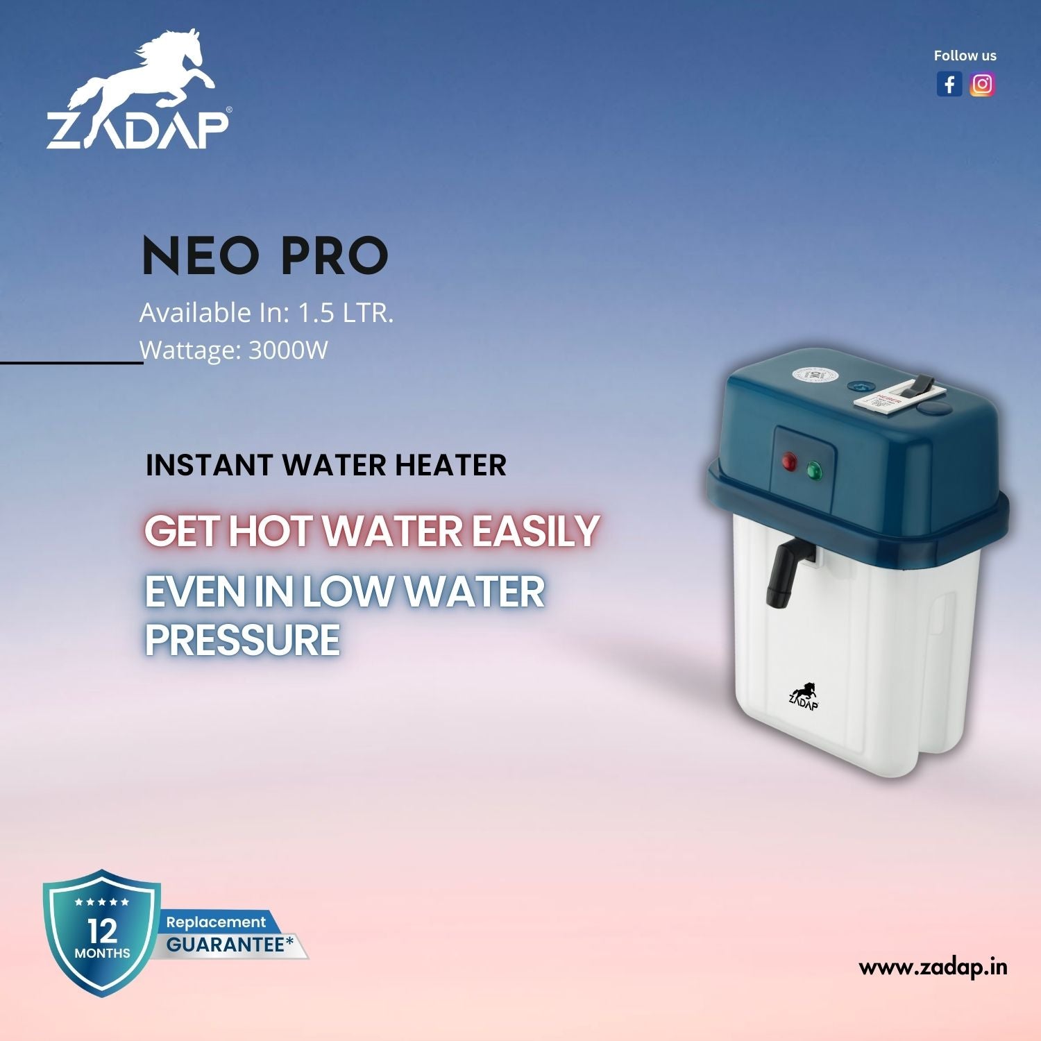 Portable Instant Water Heater - Neo Pro (With MCB)