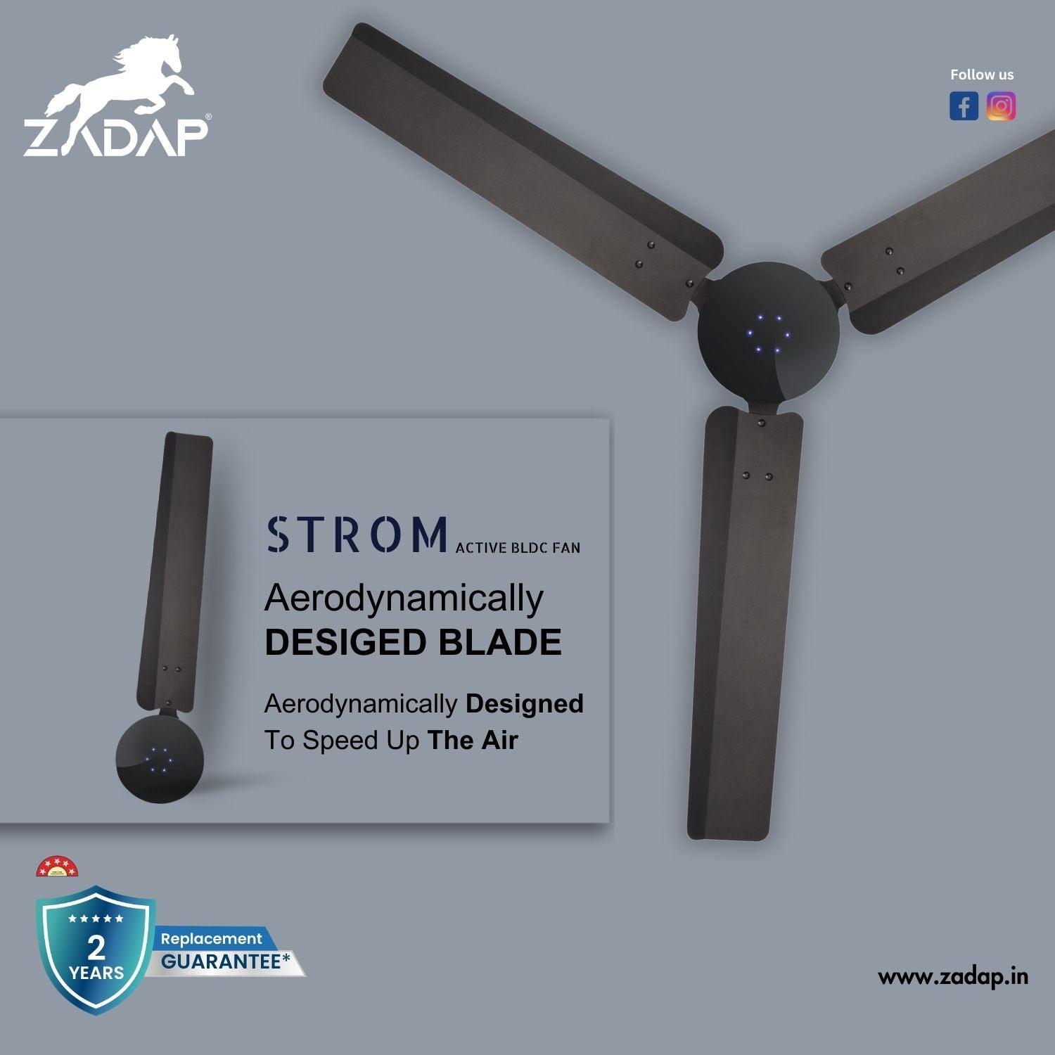 BLDC Ceiling Fan - STROM (Smoke Brown)