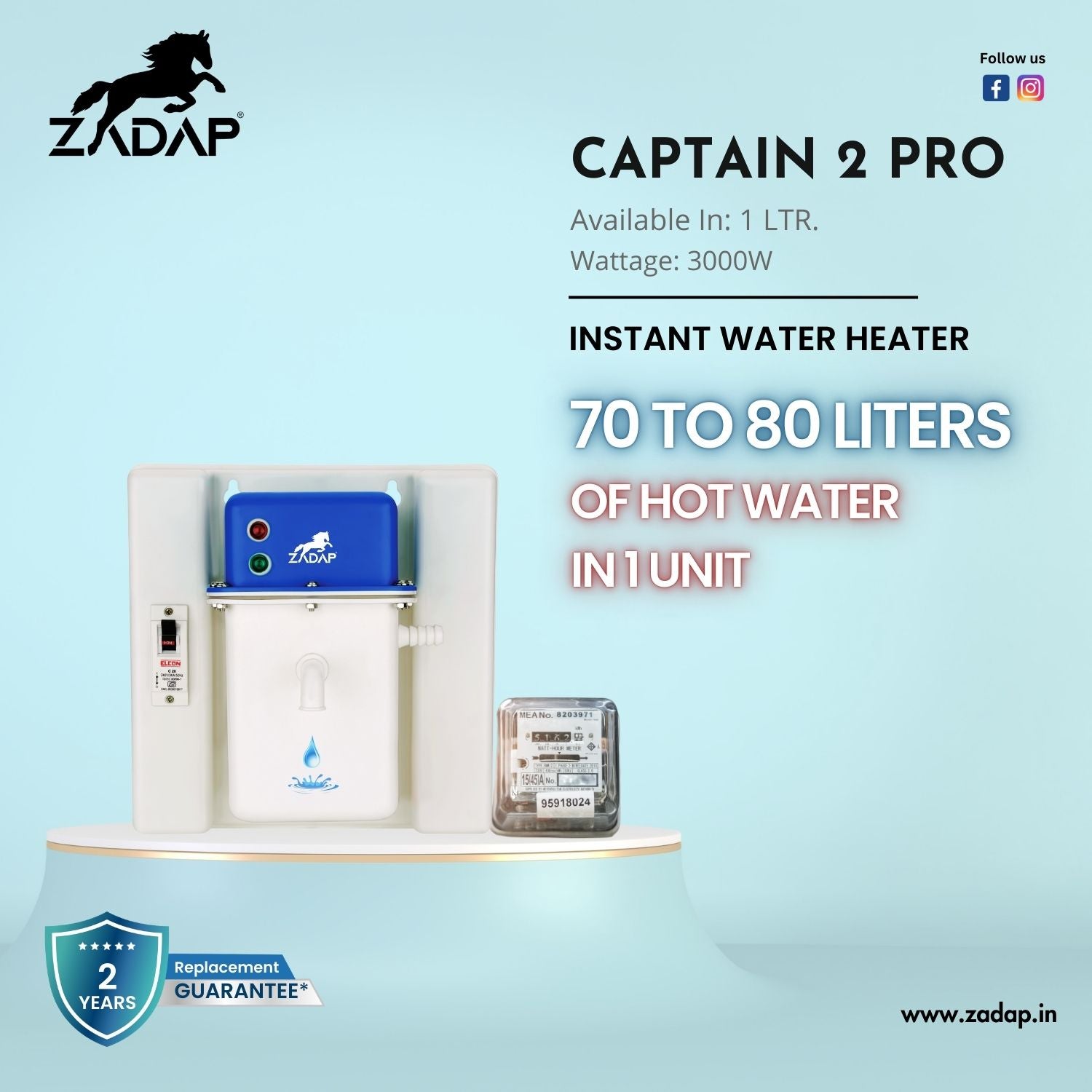 Portable Instant Water Heater - Captain 2 Pro (With MCB)