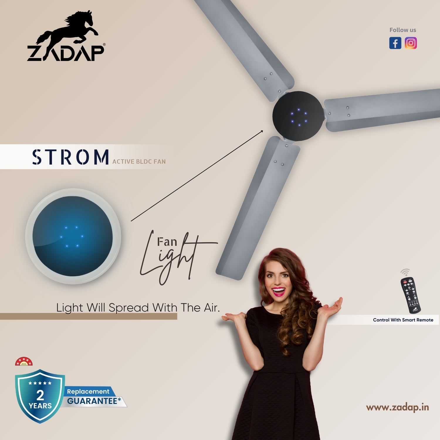 BLDC Ceiling Fan - STROM (Gray)