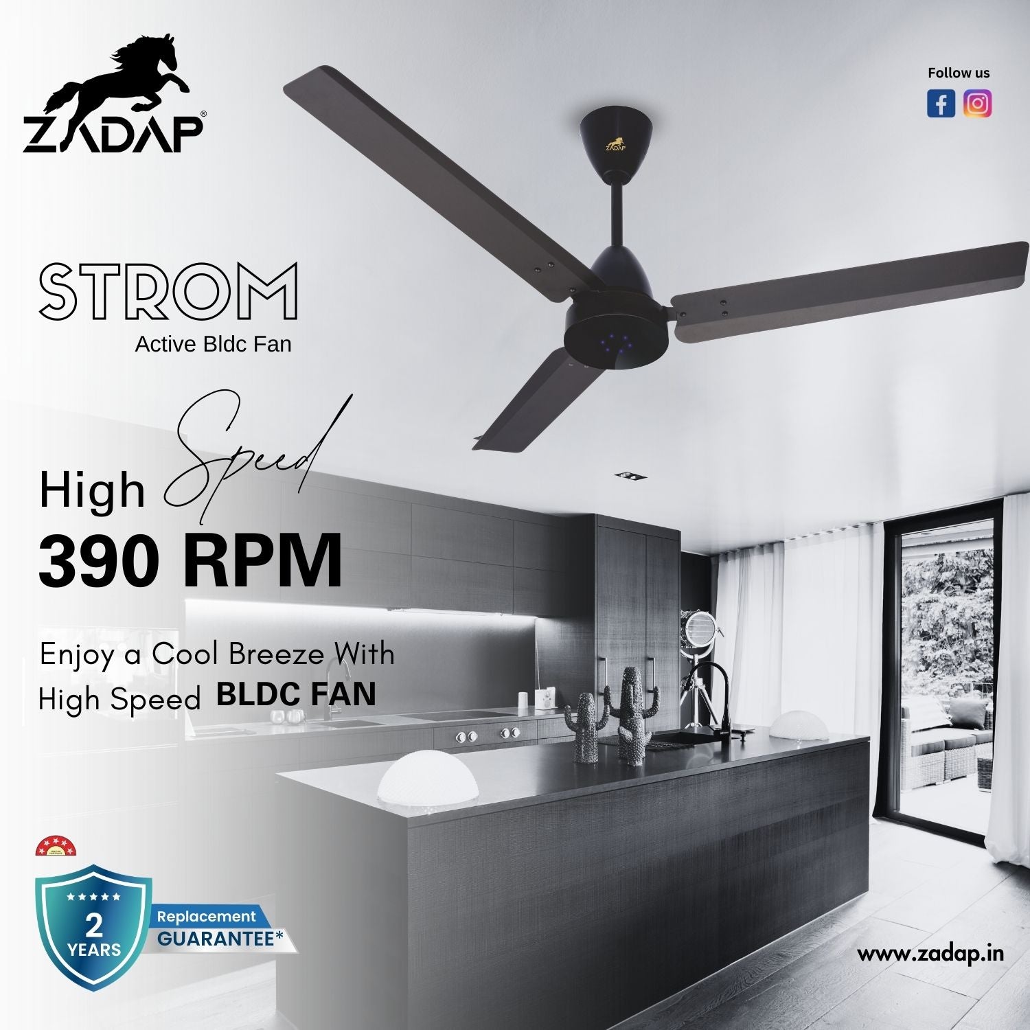 BLDC Ceiling Fan - STROM (Smoke Brown)