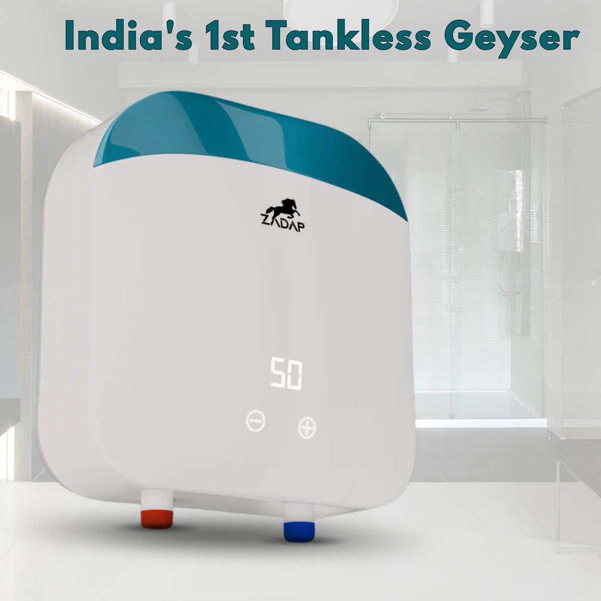 ZADAP tankless instant geyser with digital temperature display for bathroom use